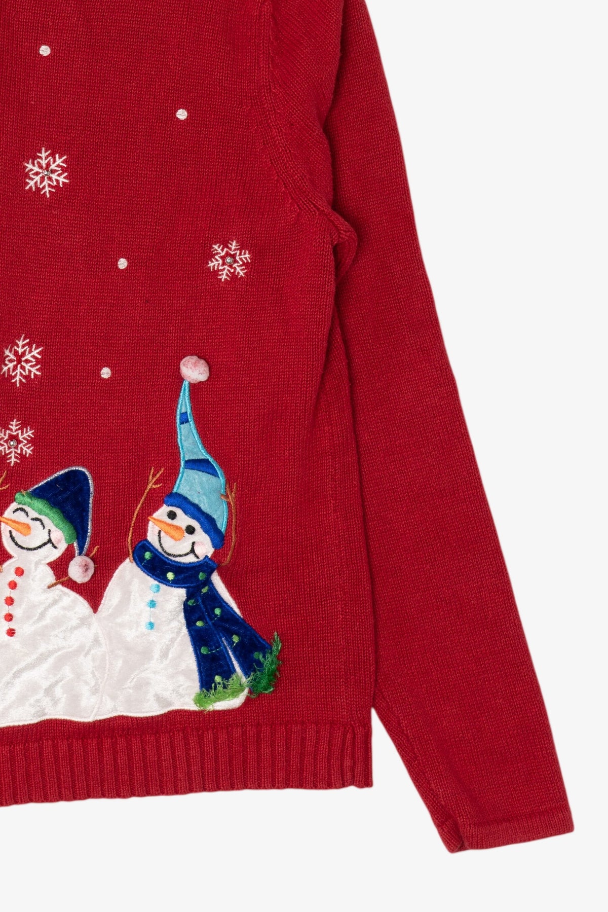 Vintage Red Classic Elements Snowmen Ugly Christmas Cardigan (2000s)