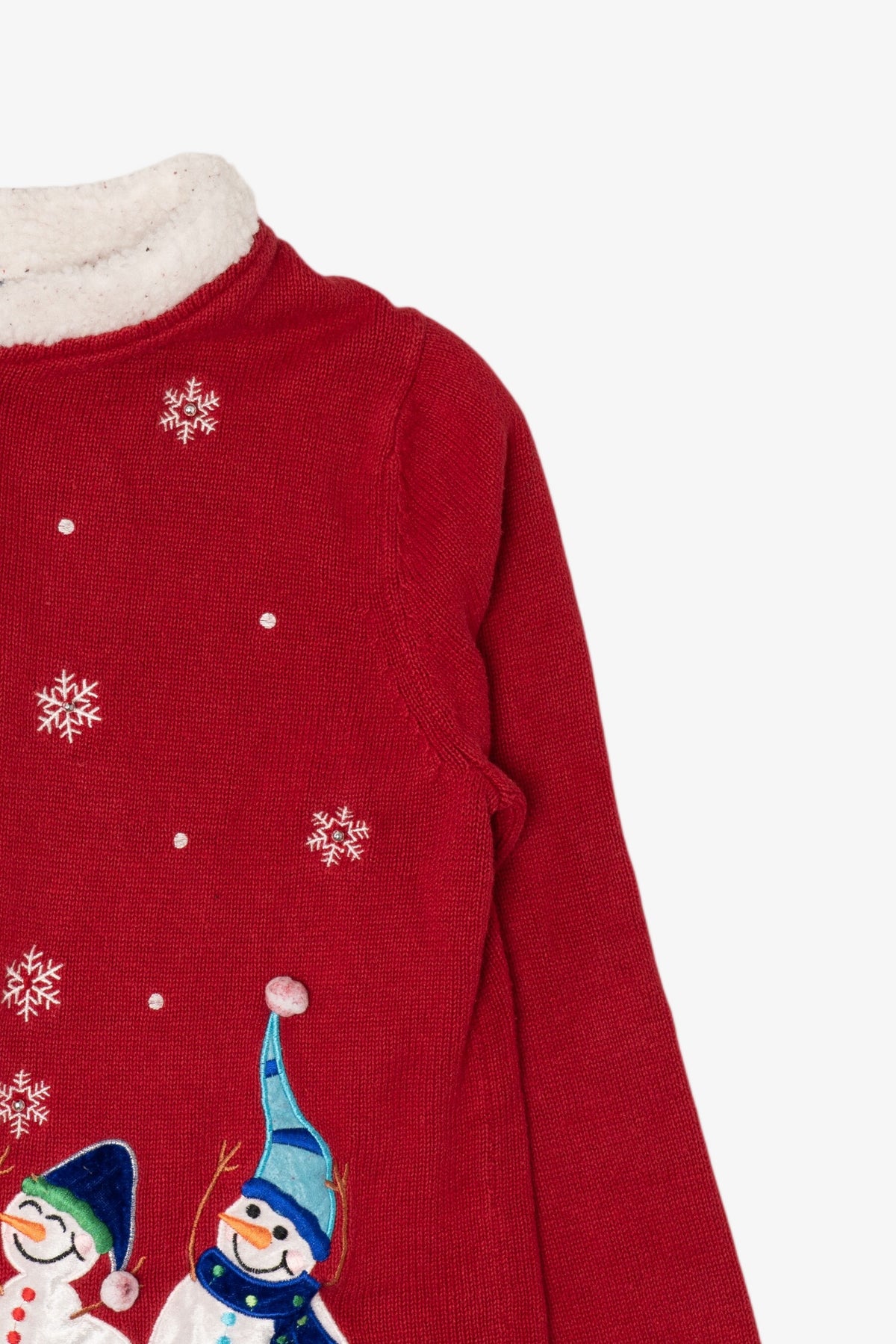 Vintage Red Classic Elements Snowmen Ugly Christmas Cardigan (2000s)