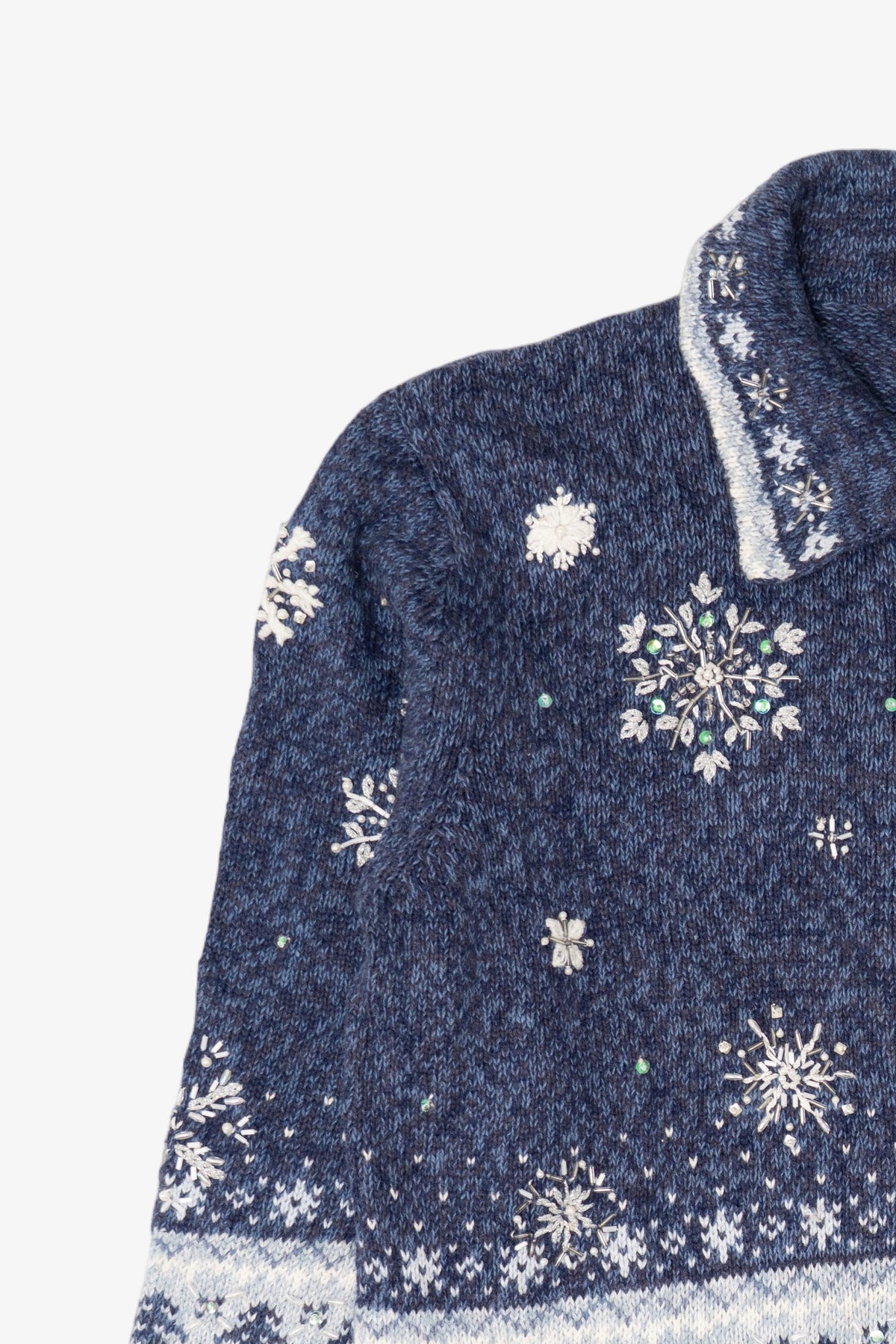 Vintage Blue Tiara International Snowflakes Christmas Cardigan (2000s)