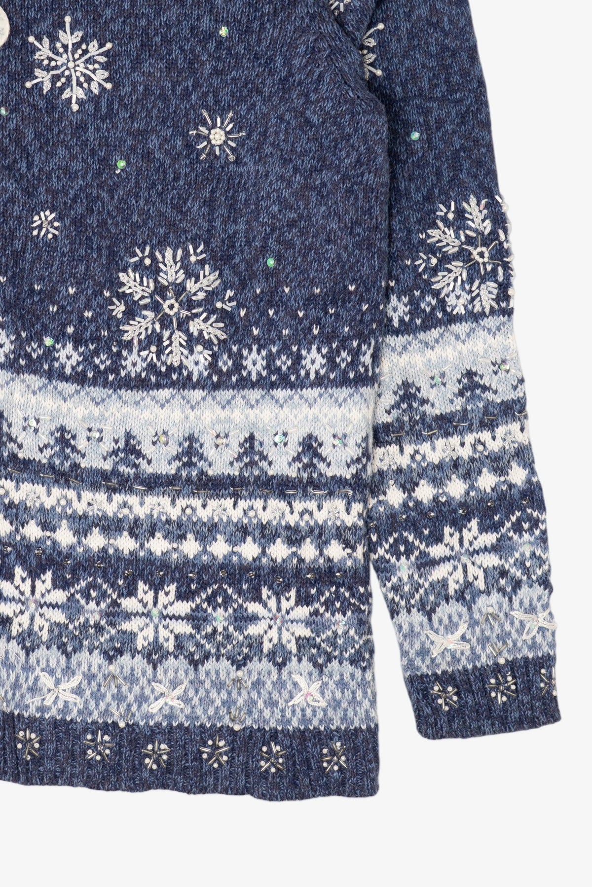 Vintage Blue Tiara International Snowflakes Christmas Cardigan (2000s)