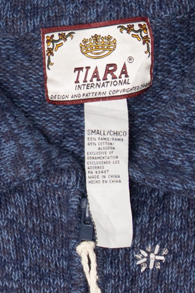 Vintage Blue Tiara International Snowflakes Christmas Cardigan (2000s)