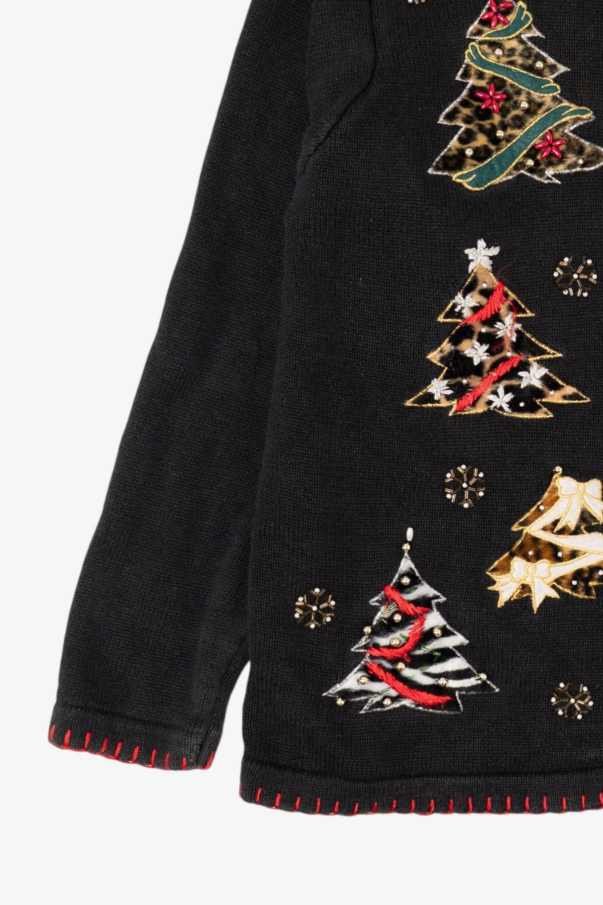 Vintage Black Victoria Jones Trees Ugly Christmas Cardigan (1990s)