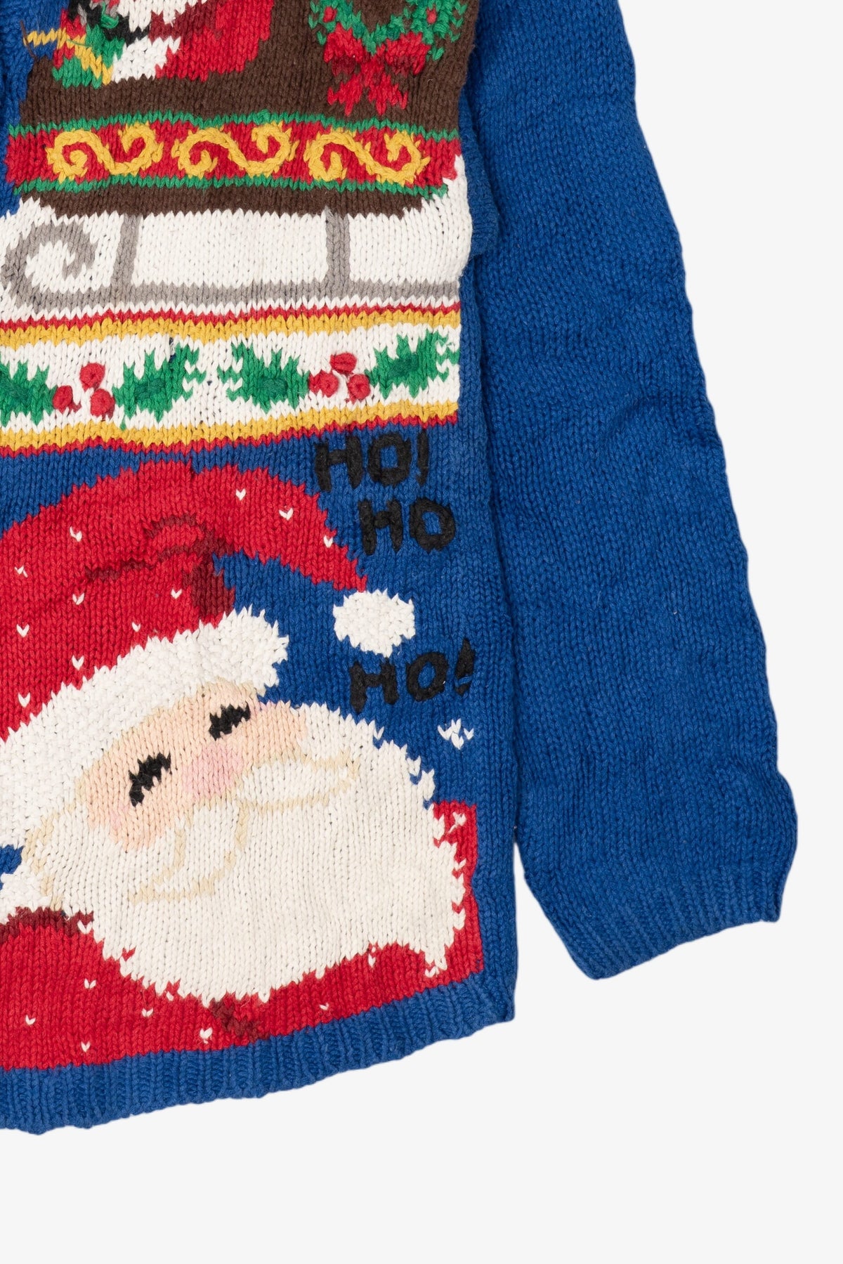 Vintage Blue Ashley Santa Ugly Christmas Cardigan (1990s)