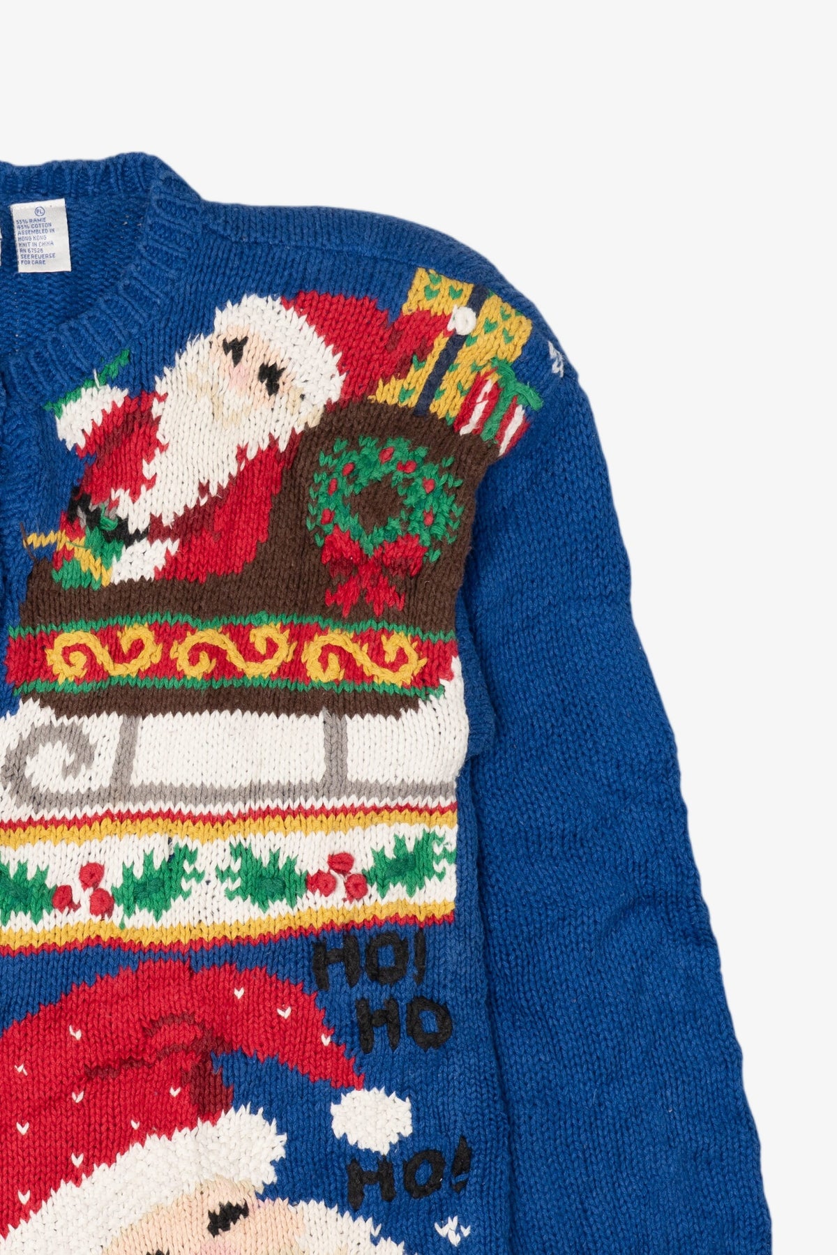 Vintage Blue Ashley Santa Ugly Christmas Cardigan (1990s)
