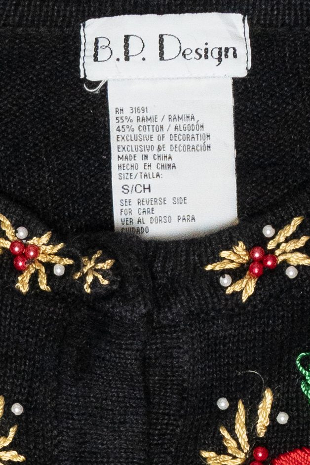 Holly Bows Vintage Ugly Christmas Cardigan (1990s)