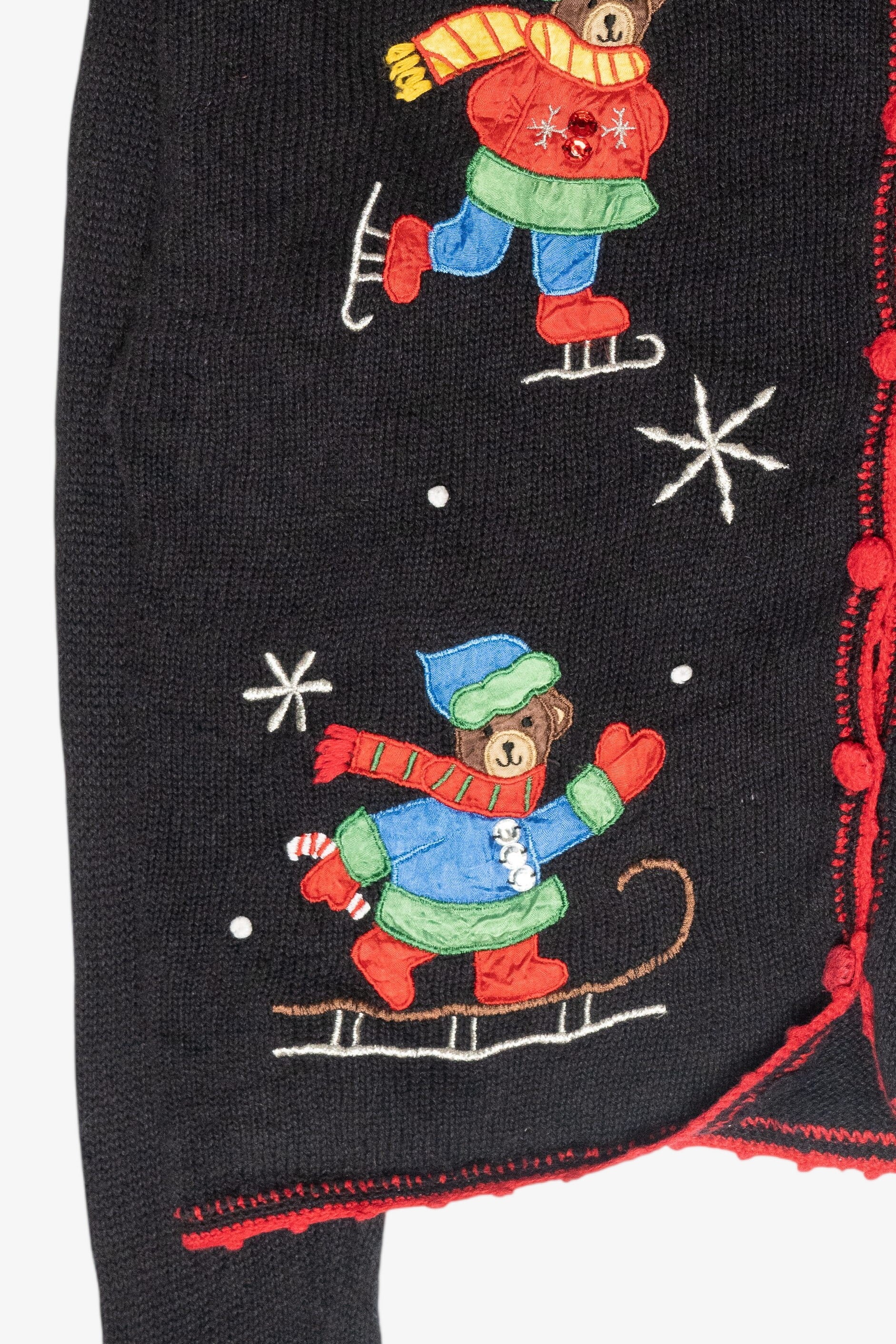 Ice Skating Bears Vintage Ugly Christmas Sweater (1990s)