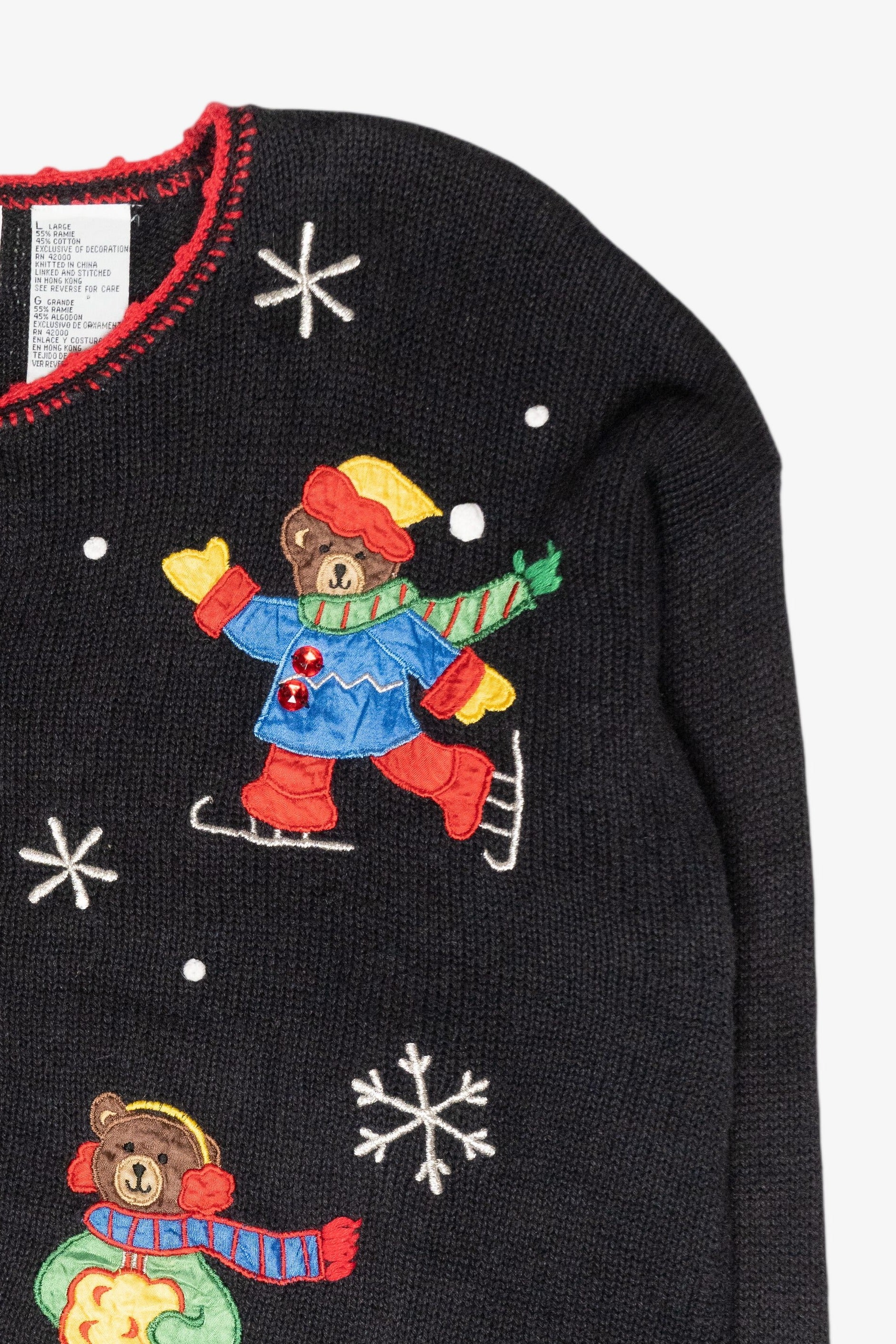 Ice Skating Bears Vintage Ugly Christmas Sweater (1990s)