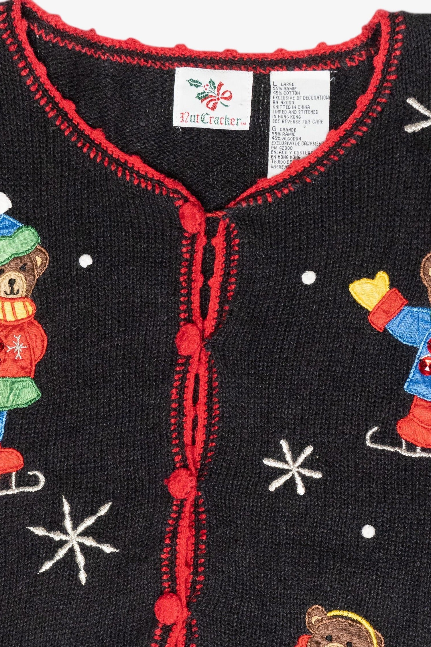 Ice Skating Bears Vintage Ugly Christmas Sweater (1990s)