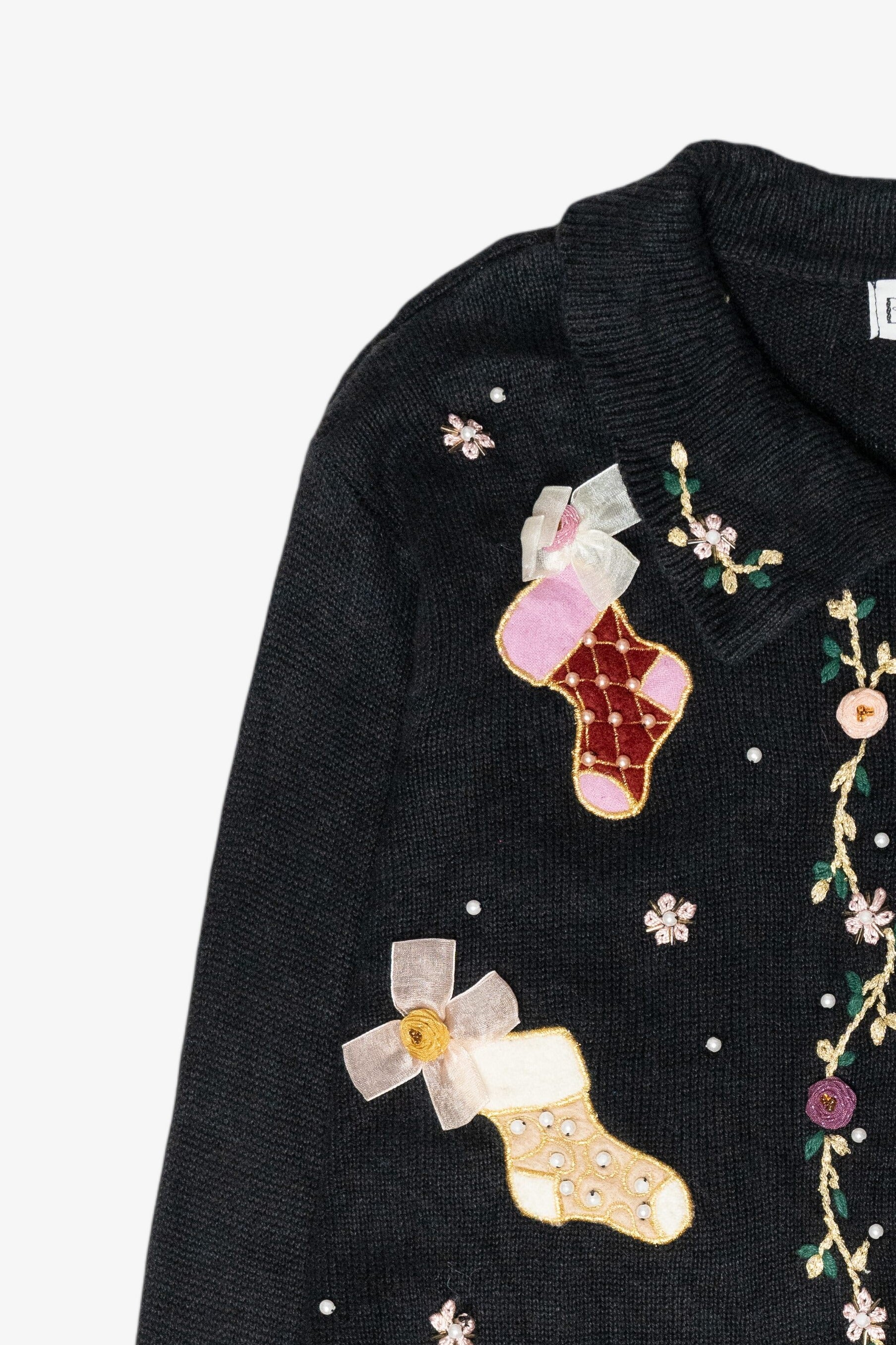 Floral Stockings Vintage Ugly Christmas Sweater (2000s)