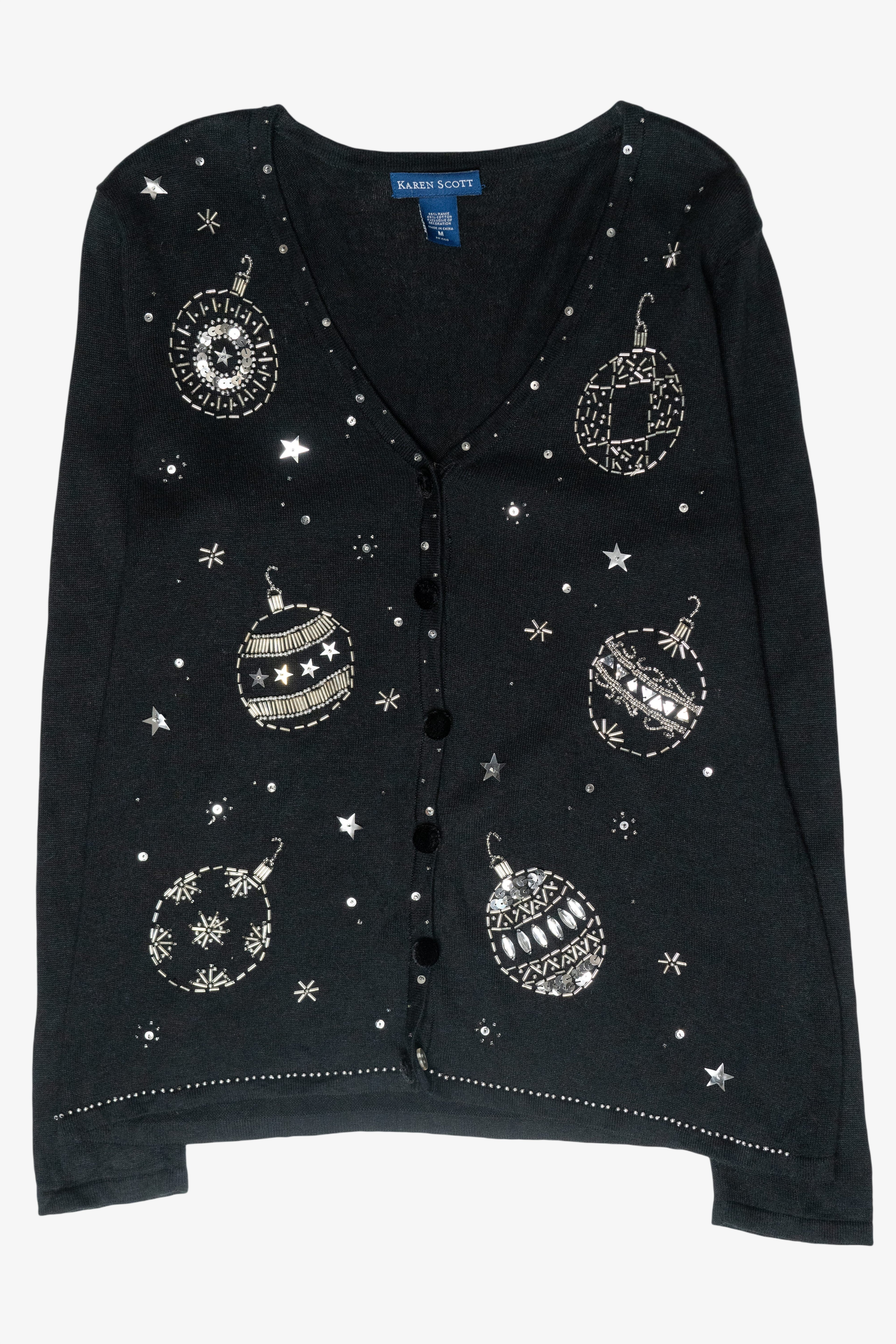 Sparkle Ornaments Vintage Ugly Christmas Cardigan (2000s)