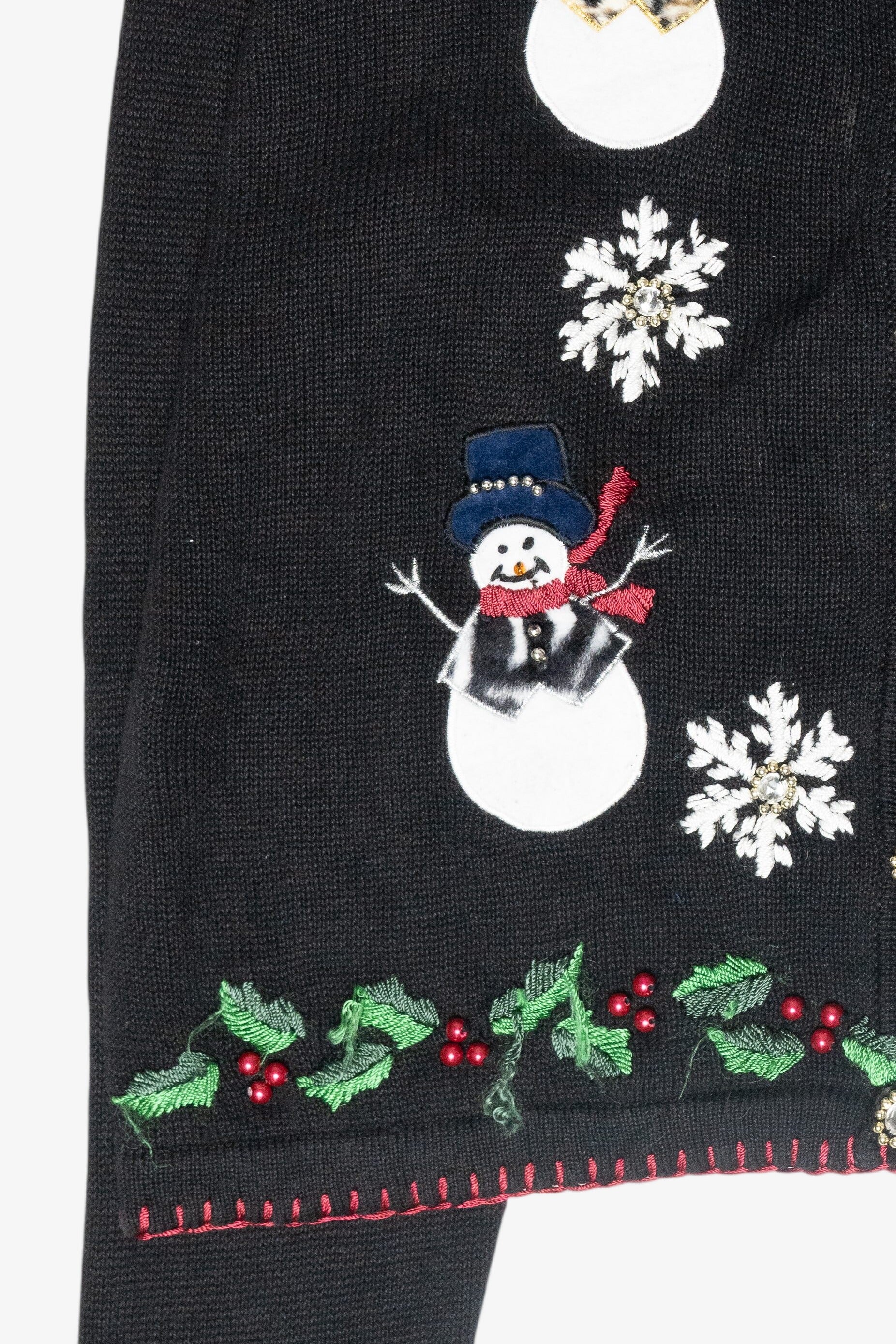 Animal Print Snowmen Vintage Ugly Christmas Cardigan (2000s)