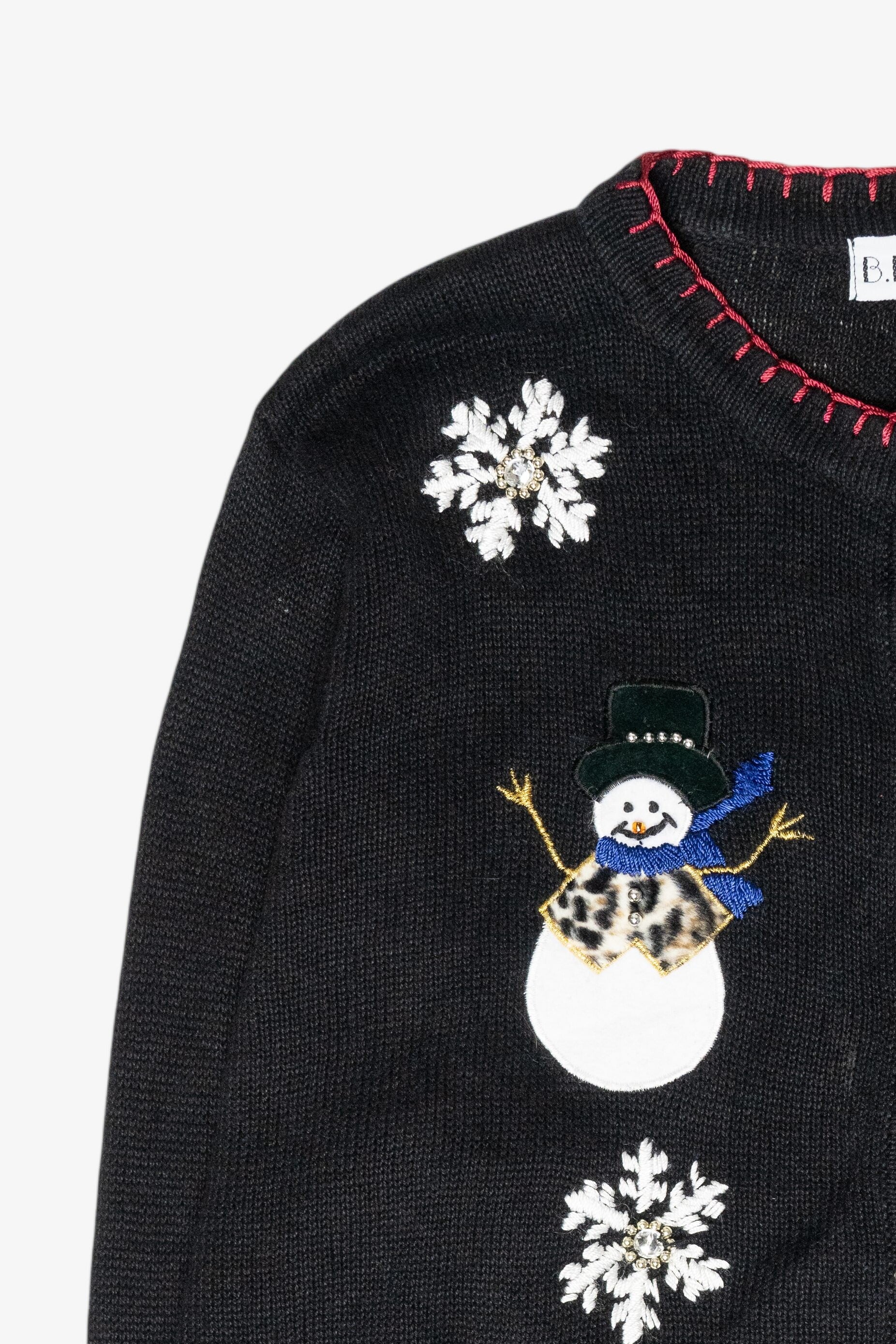 Animal Print Snowmen Vintage Ugly Christmas Cardigan (2000s)