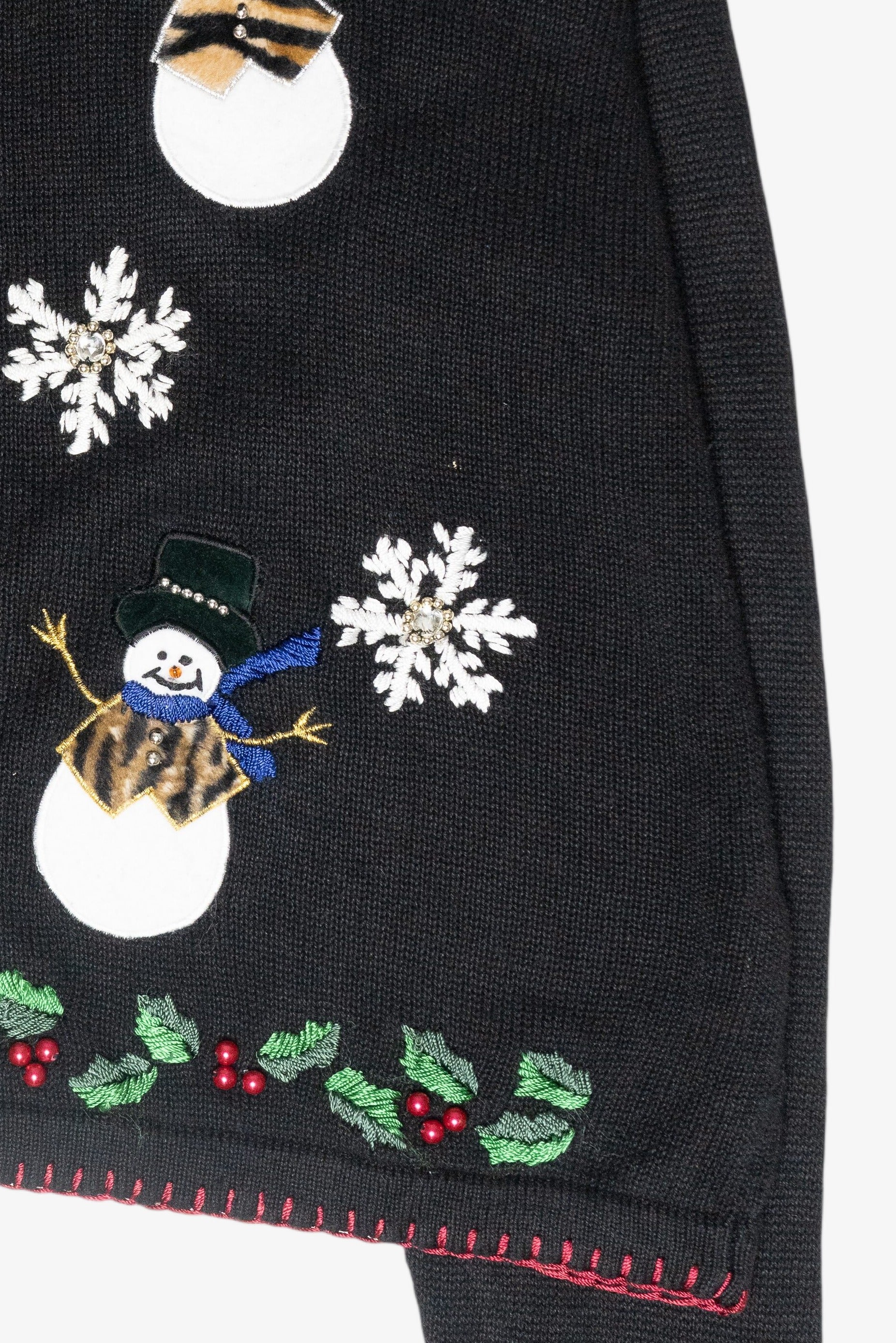 Animal Print Snowmen Vintage Ugly Christmas Cardigan (2000s)