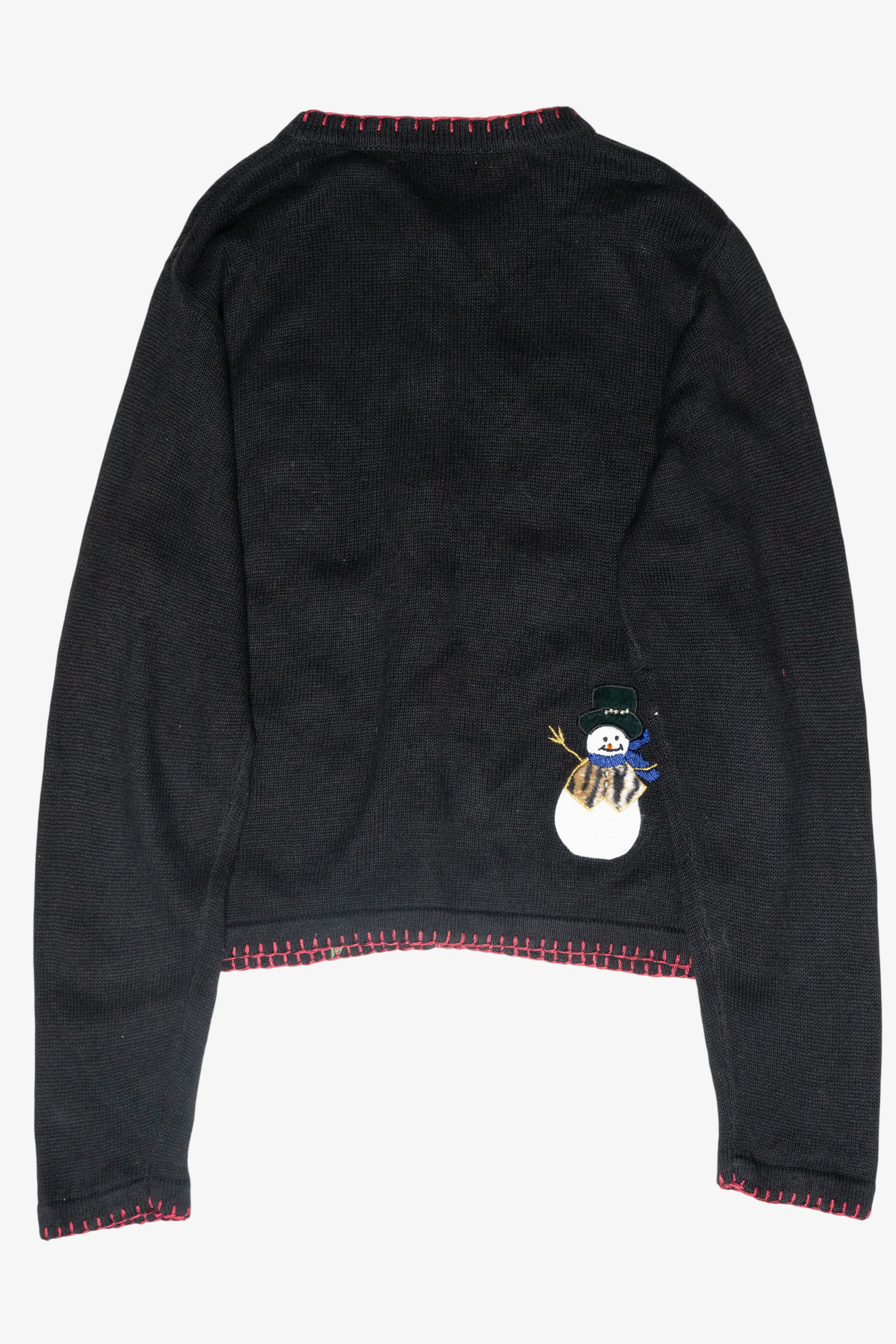 Animal Print Snowmen Vintage Ugly Christmas Cardigan (2000s)