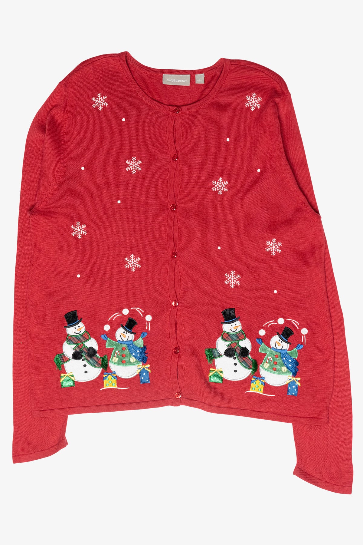 Juggling Snowmen Vintage Ugly Christmas Cardigan (2000s)