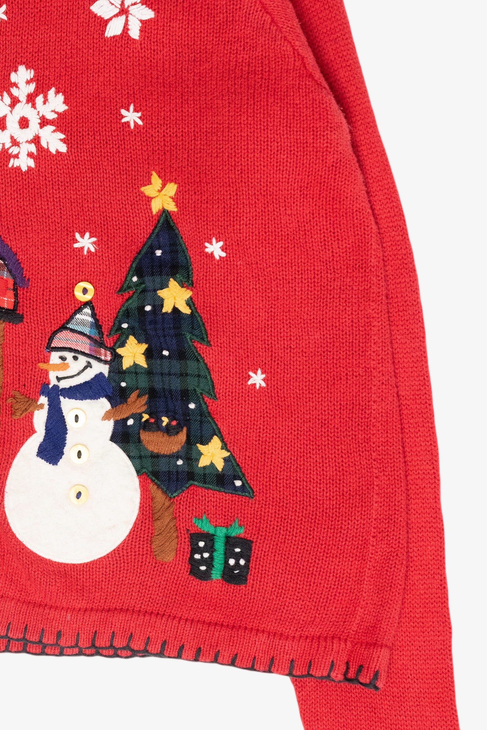 Snowmen Plaid Presents Vintage Ugly Christmas Sweater (1990s)