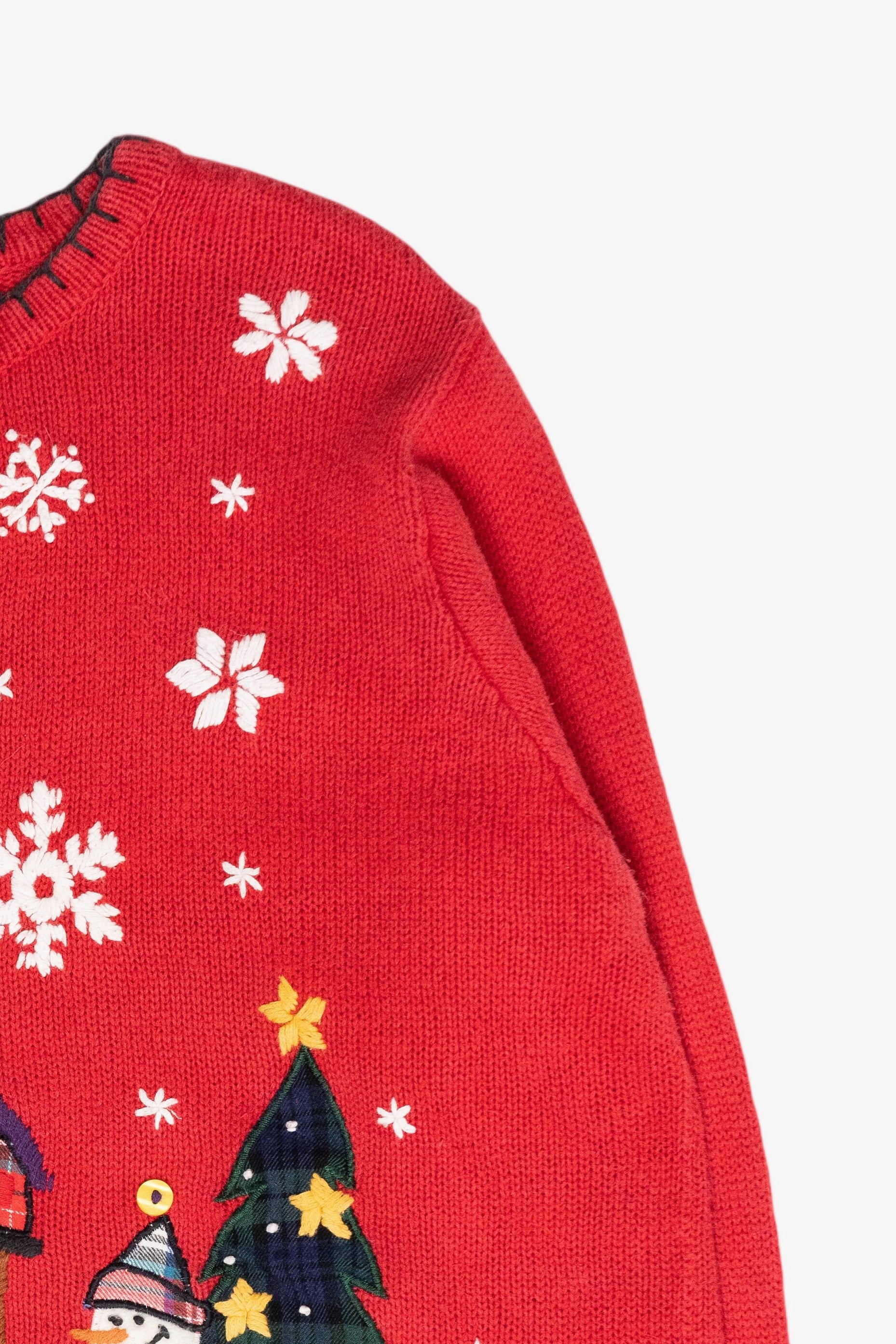 Snowmen Plaid Presents Vintage Ugly Christmas Sweater (1990s)