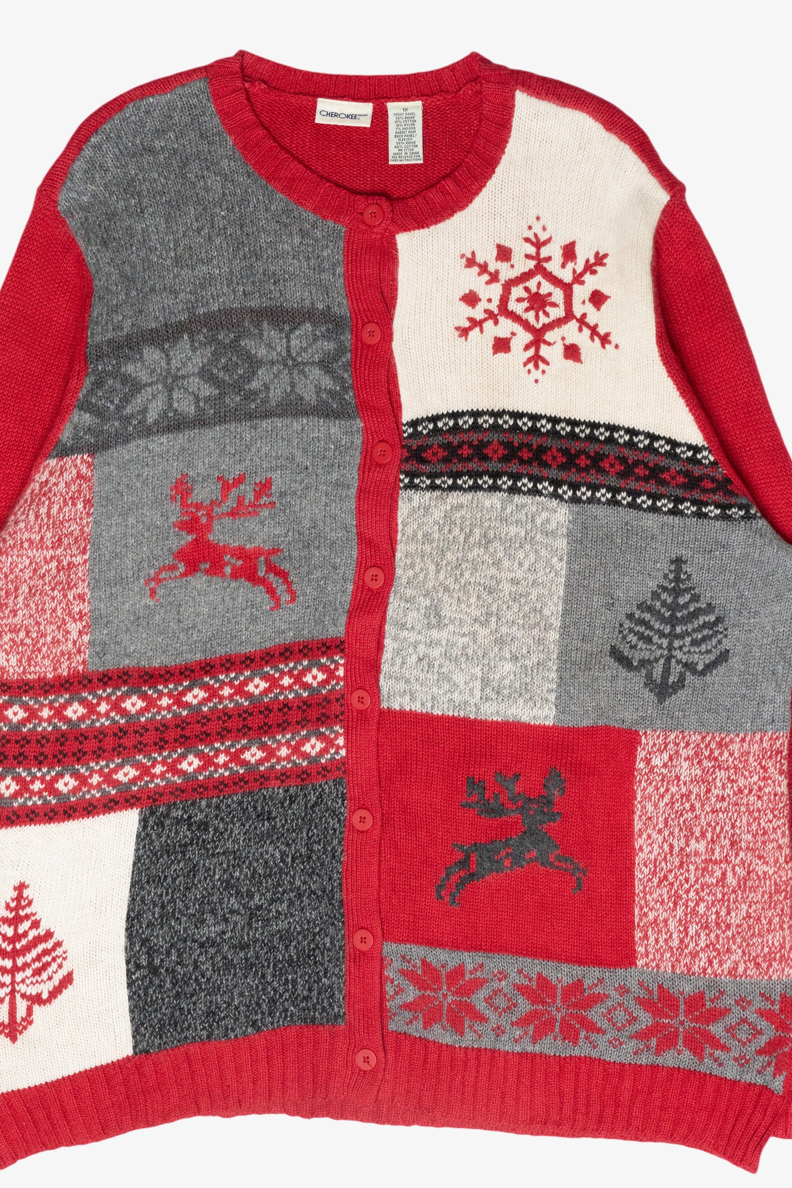 Reindeer Fair Isle Vintage Ugly Christmas Cardigan (1990s)