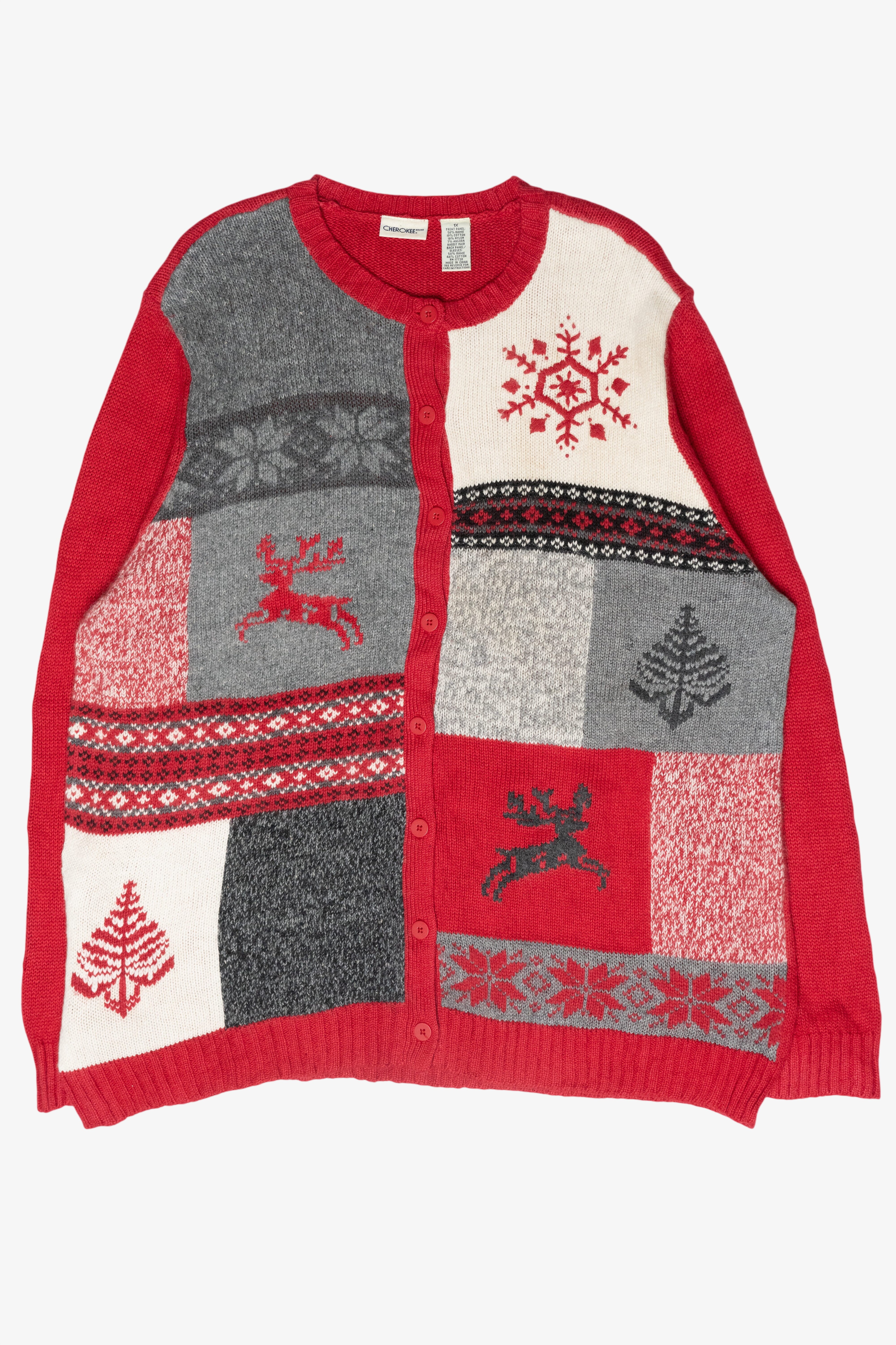 Reindeer Fair Isle Vintage Ugly Christmas Cardigan (1990s)
