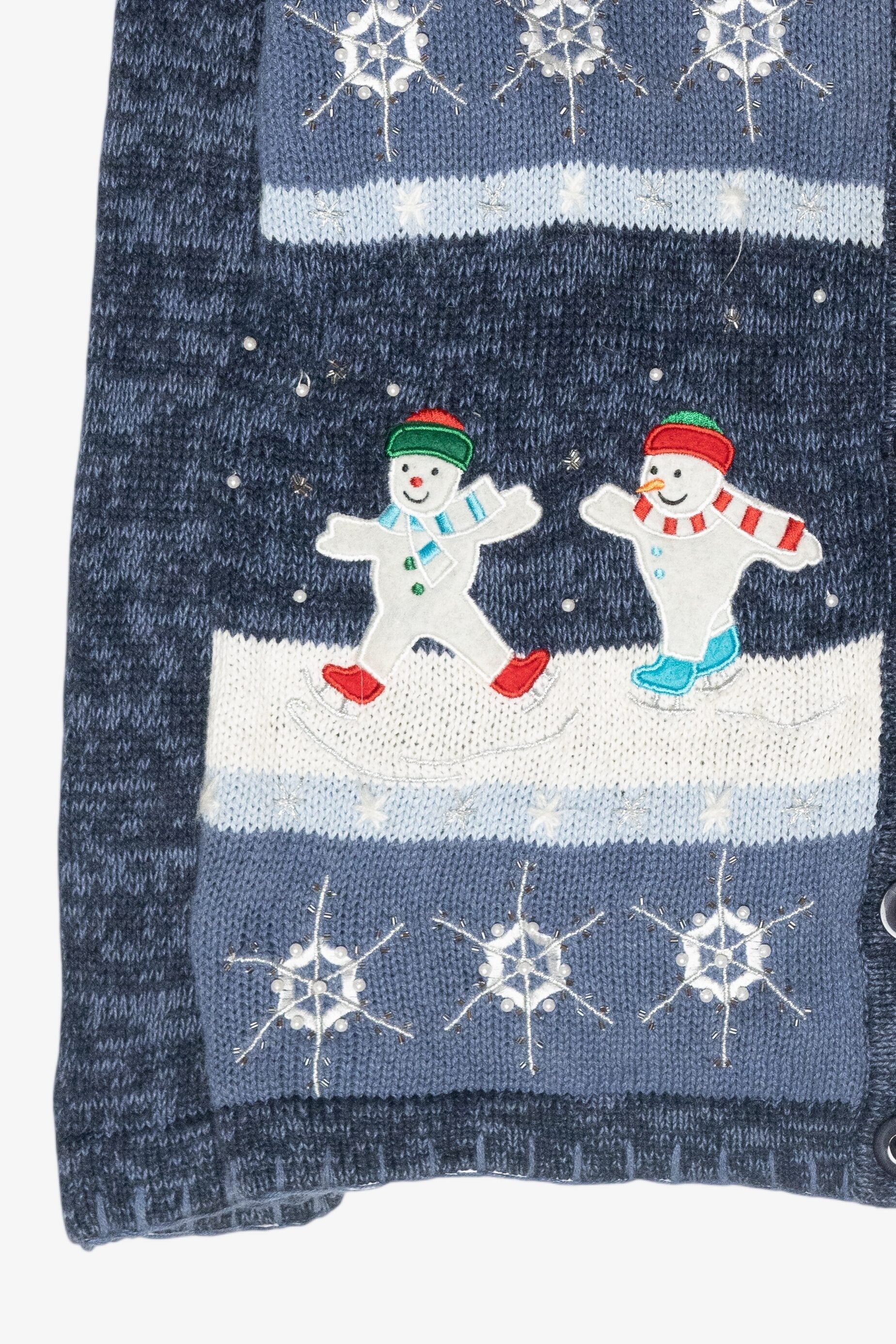 Ice Skating Snowmen Vintage Ugly Christmas Sweater (1990s)