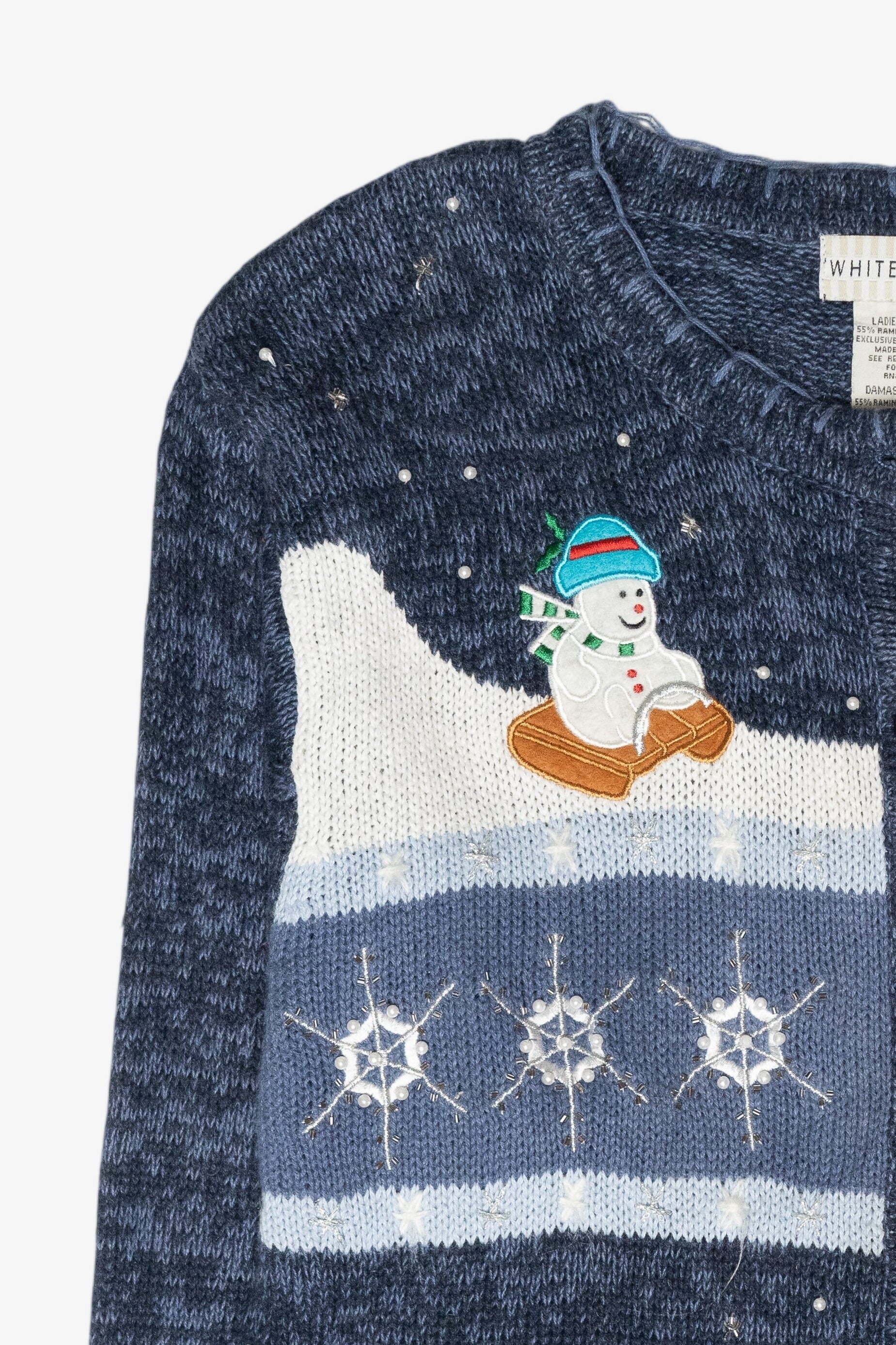 Ice Skating Snowmen Vintage Ugly Christmas Sweater (1990s)