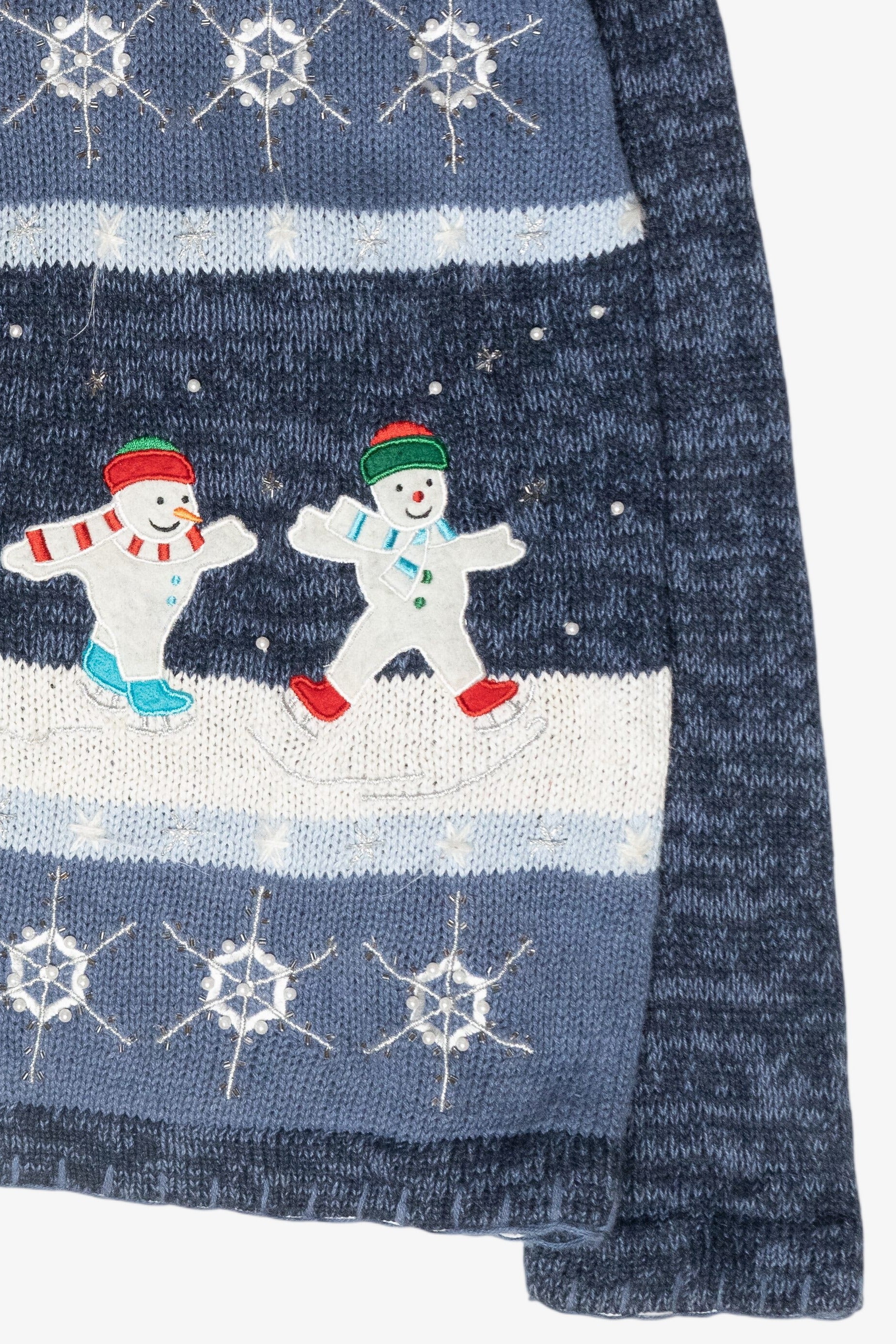 Ice Skating Snowmen Vintage Ugly Christmas Sweater (1990s)