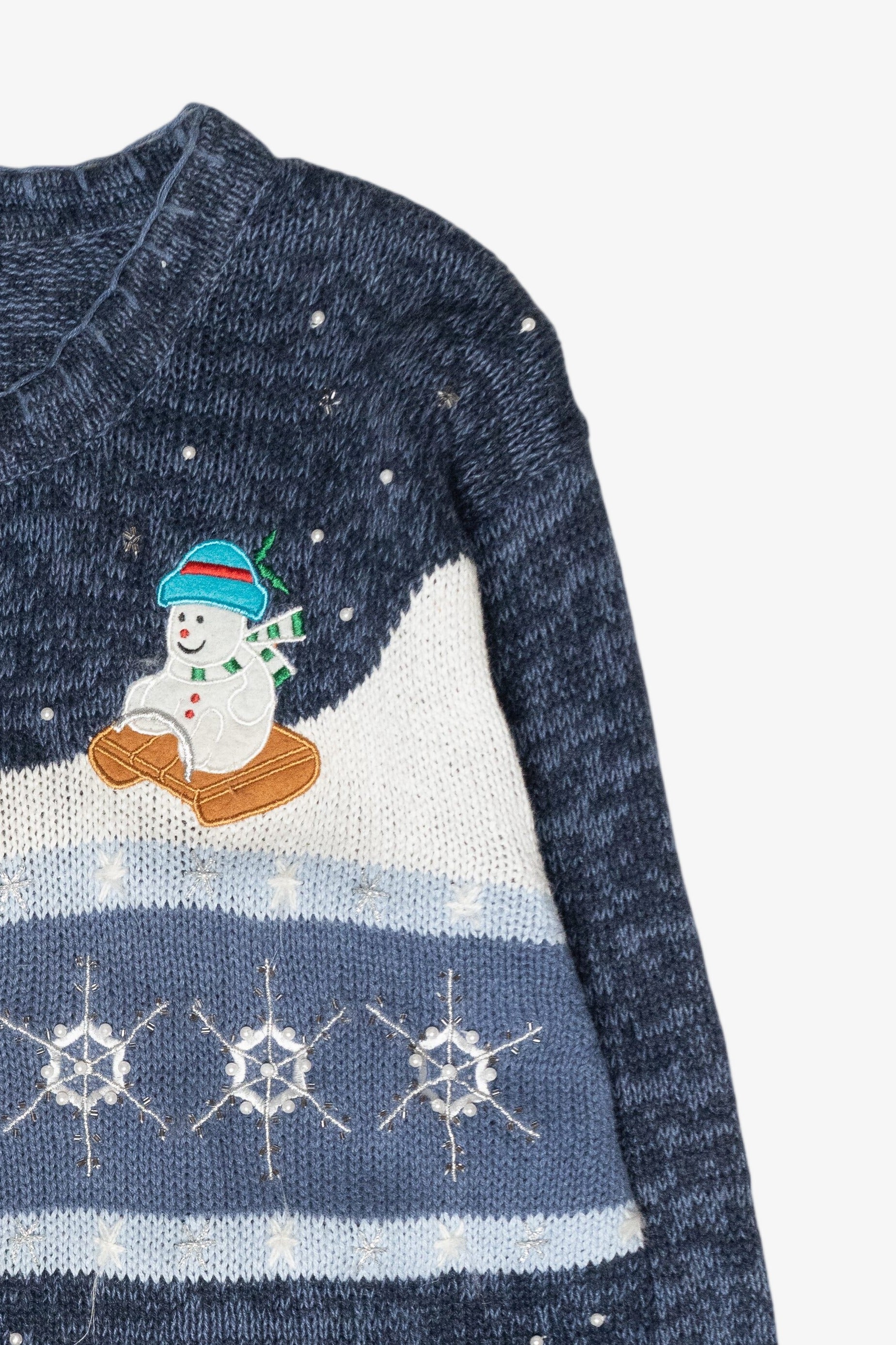 Ice Skating Snowmen Vintage Ugly Christmas Sweater (1990s)
