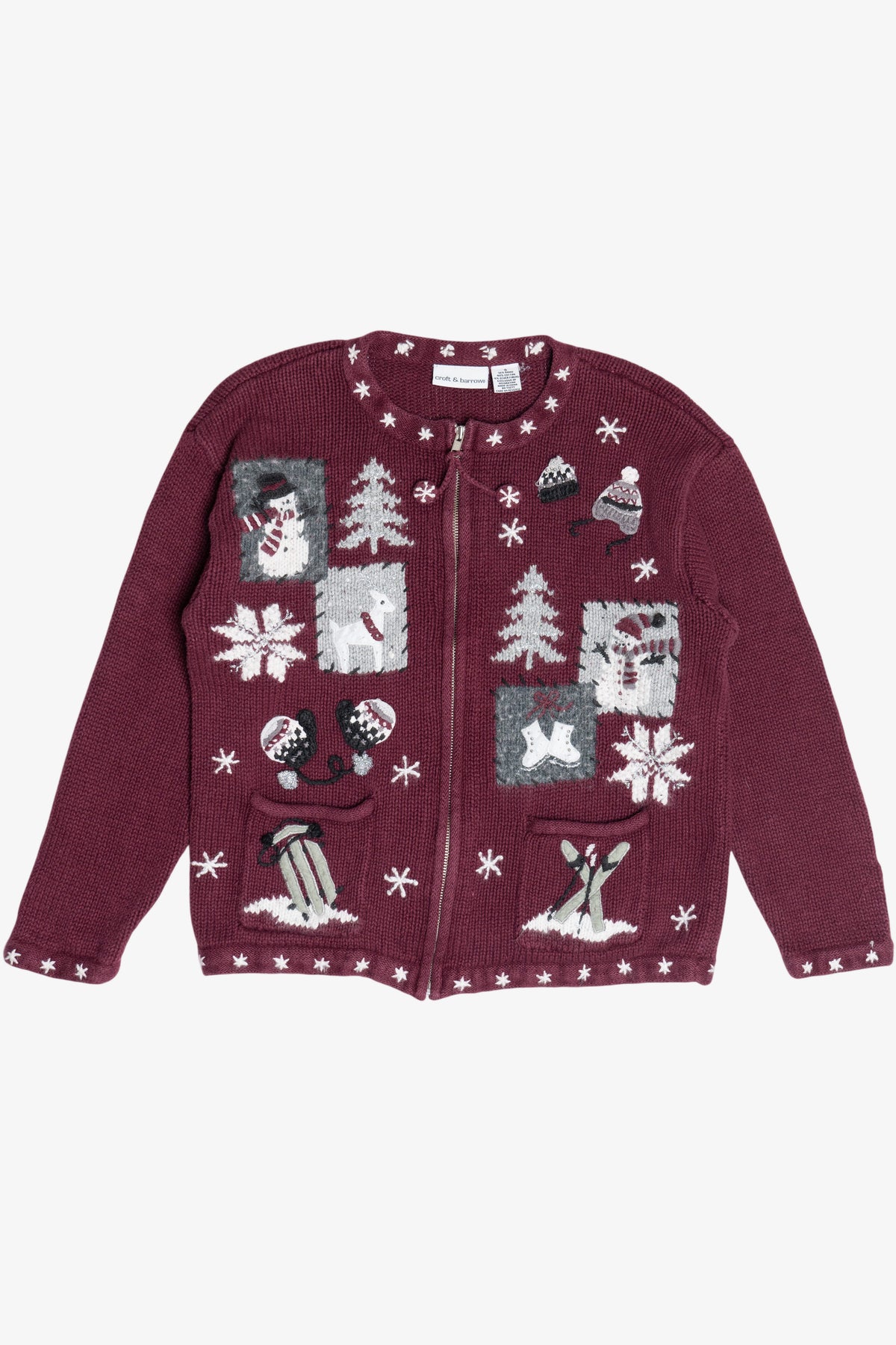 Vintage Snow Day Activities Croft & Barrow Ugly Christmas Sweater (1990s)