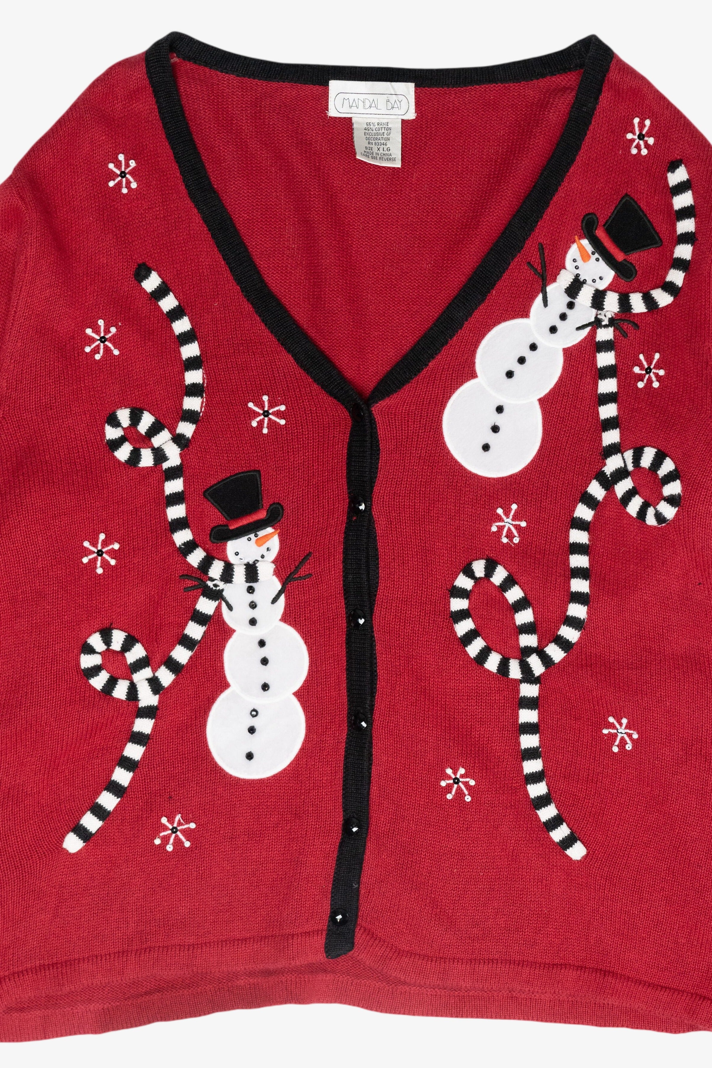 Snowmen Scarves Vintage Ugly Christmas Sweater (1990s)