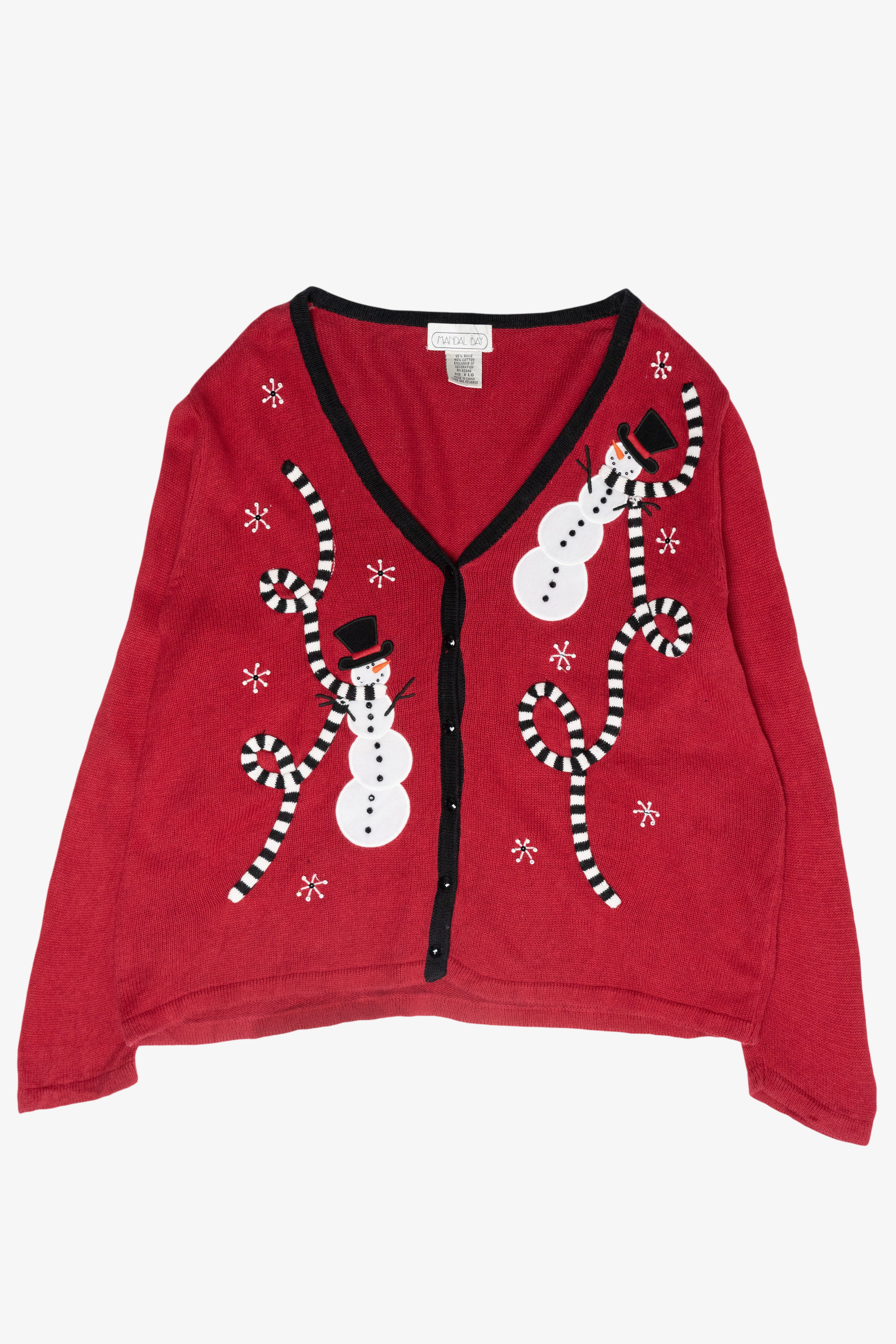 Snowmen Scarves Vintage Ugly Christmas Sweater (1990s)