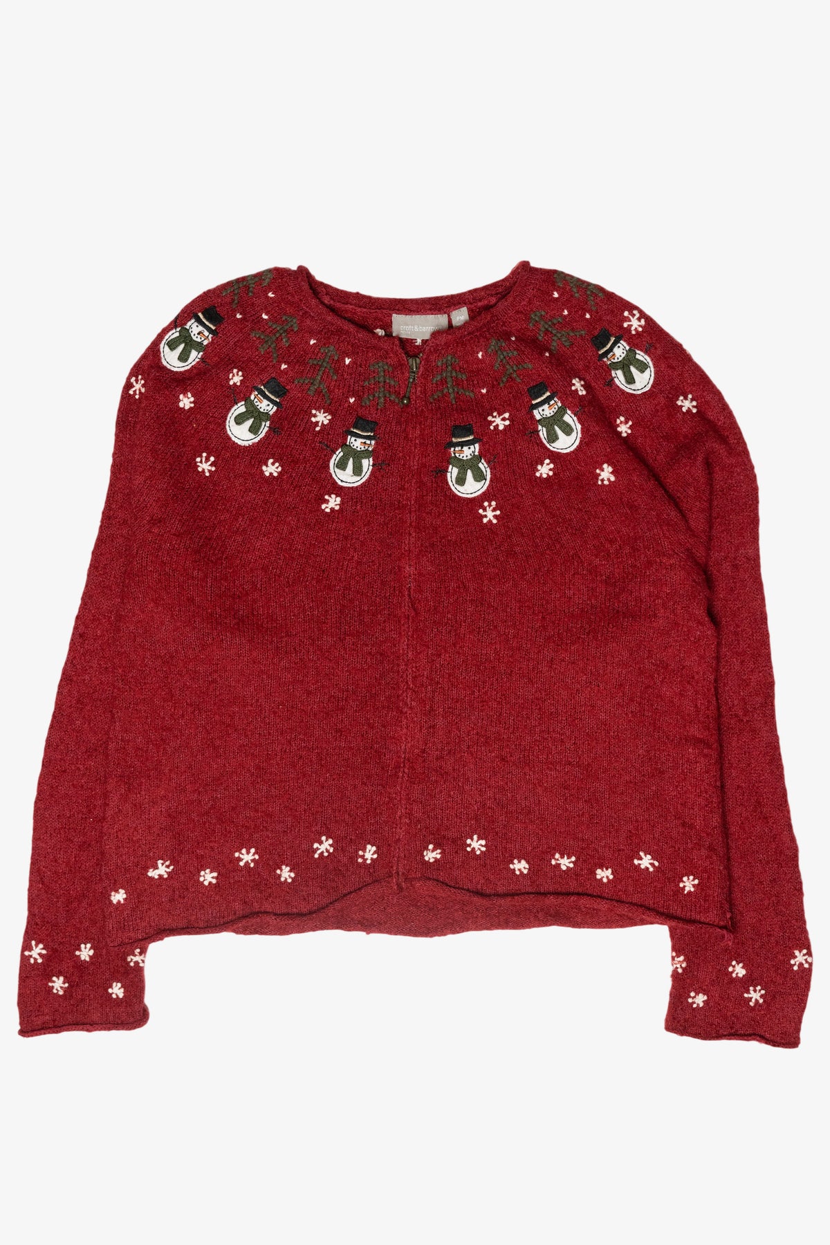 Snowmen Fair Isle Vintage Ugly Christmas Zip Cardigan (2000s)