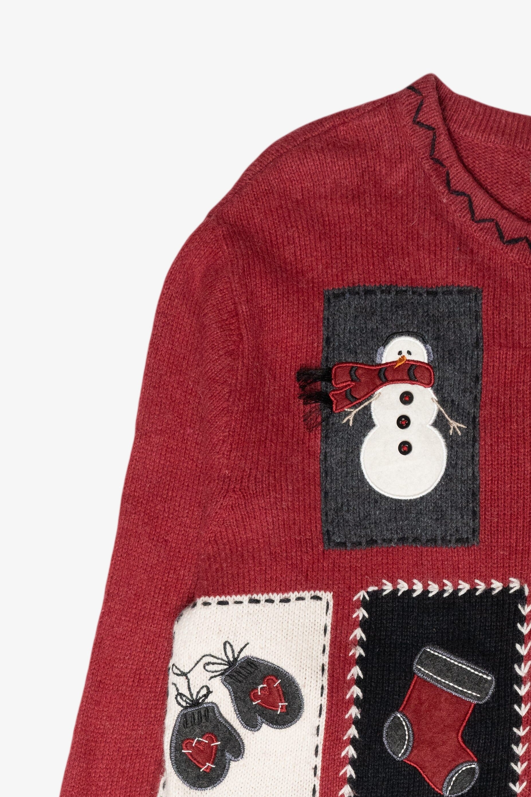 Cozy Snowmen Vintage Ugly Christmas Zip Cardigan (2000s)