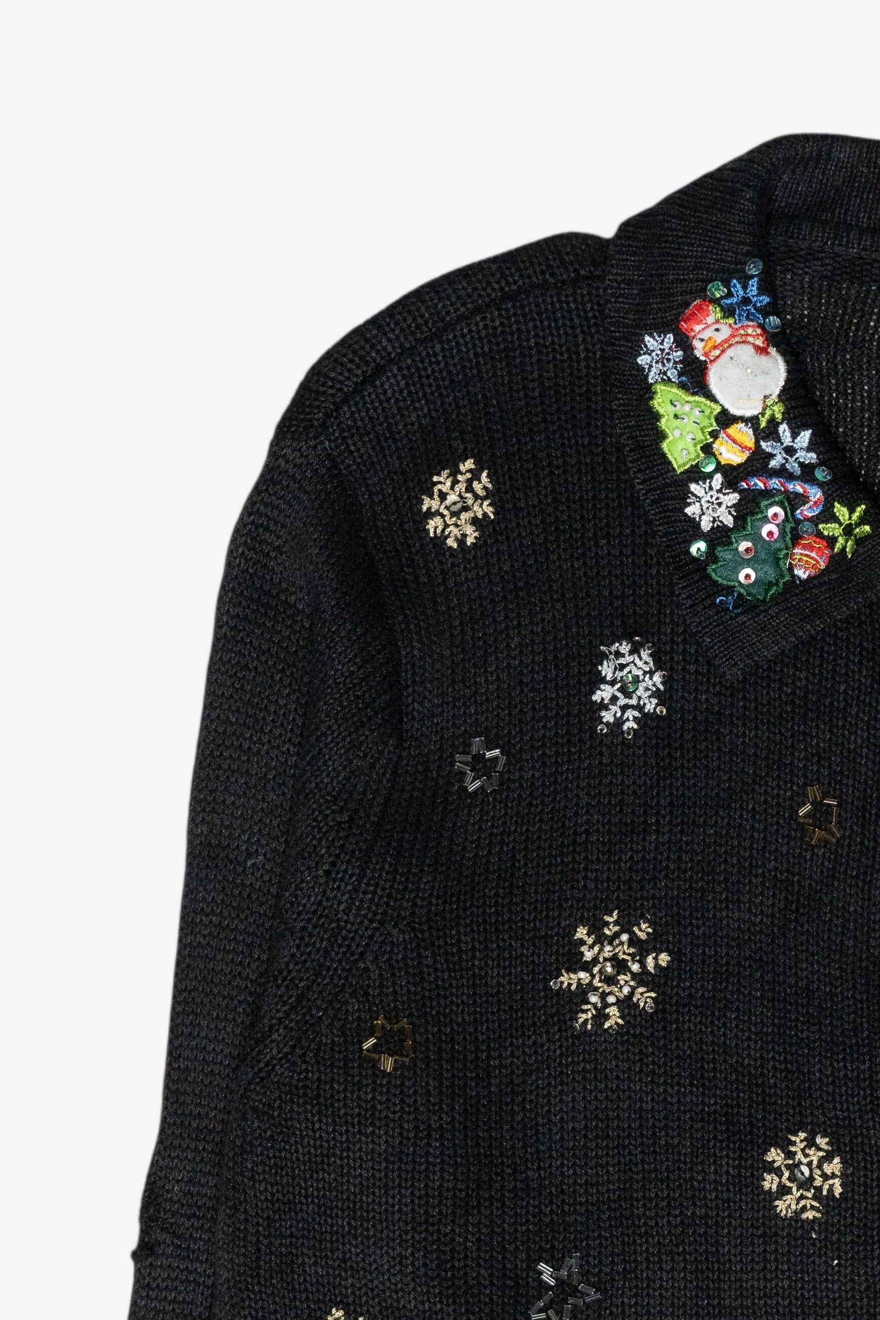 Snowmen Icon Collar Vintage Ugly Christmas Zip Cardigan (2000s)