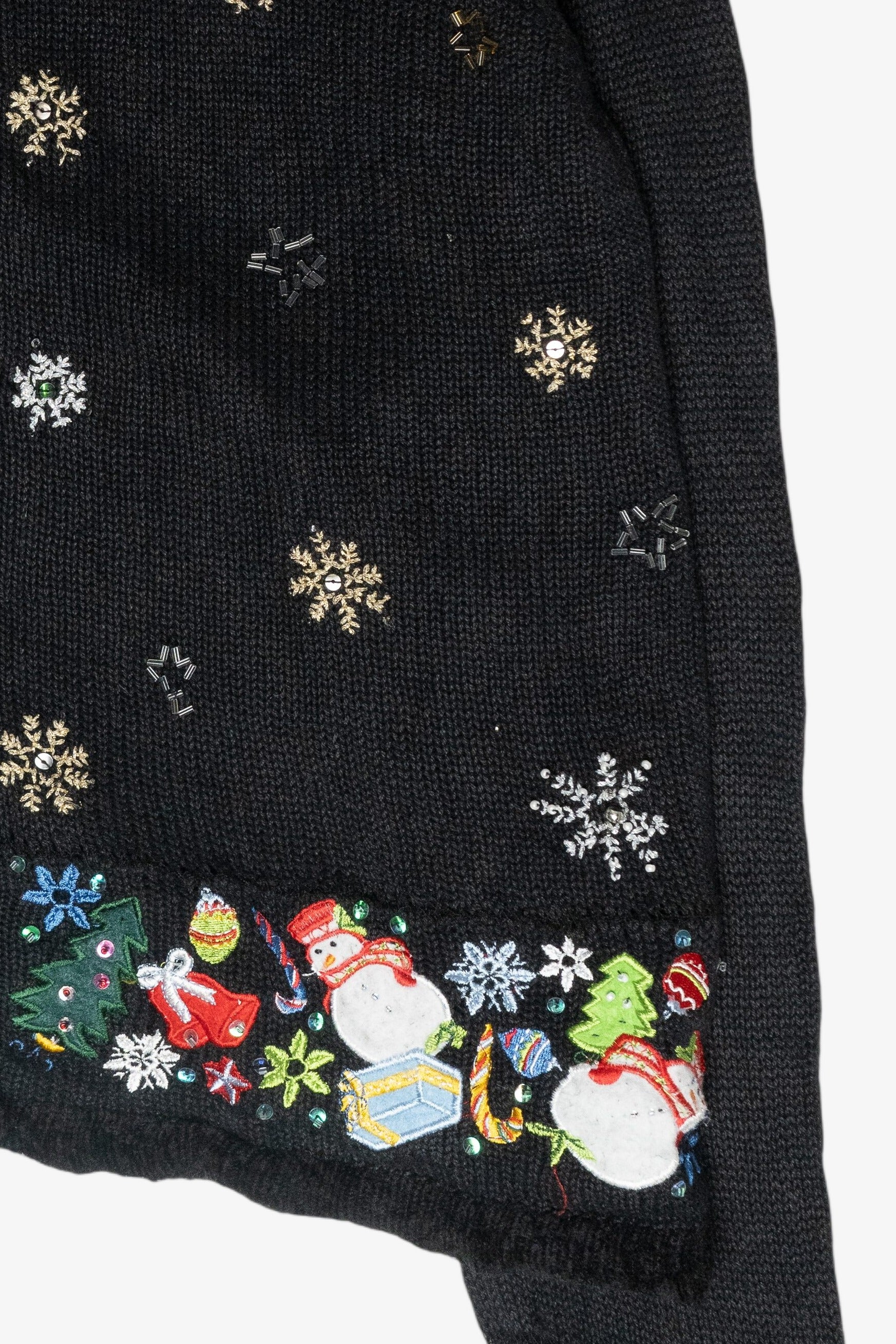 Snowmen Icon Collar Vintage Ugly Christmas Zip Cardigan (2000s)