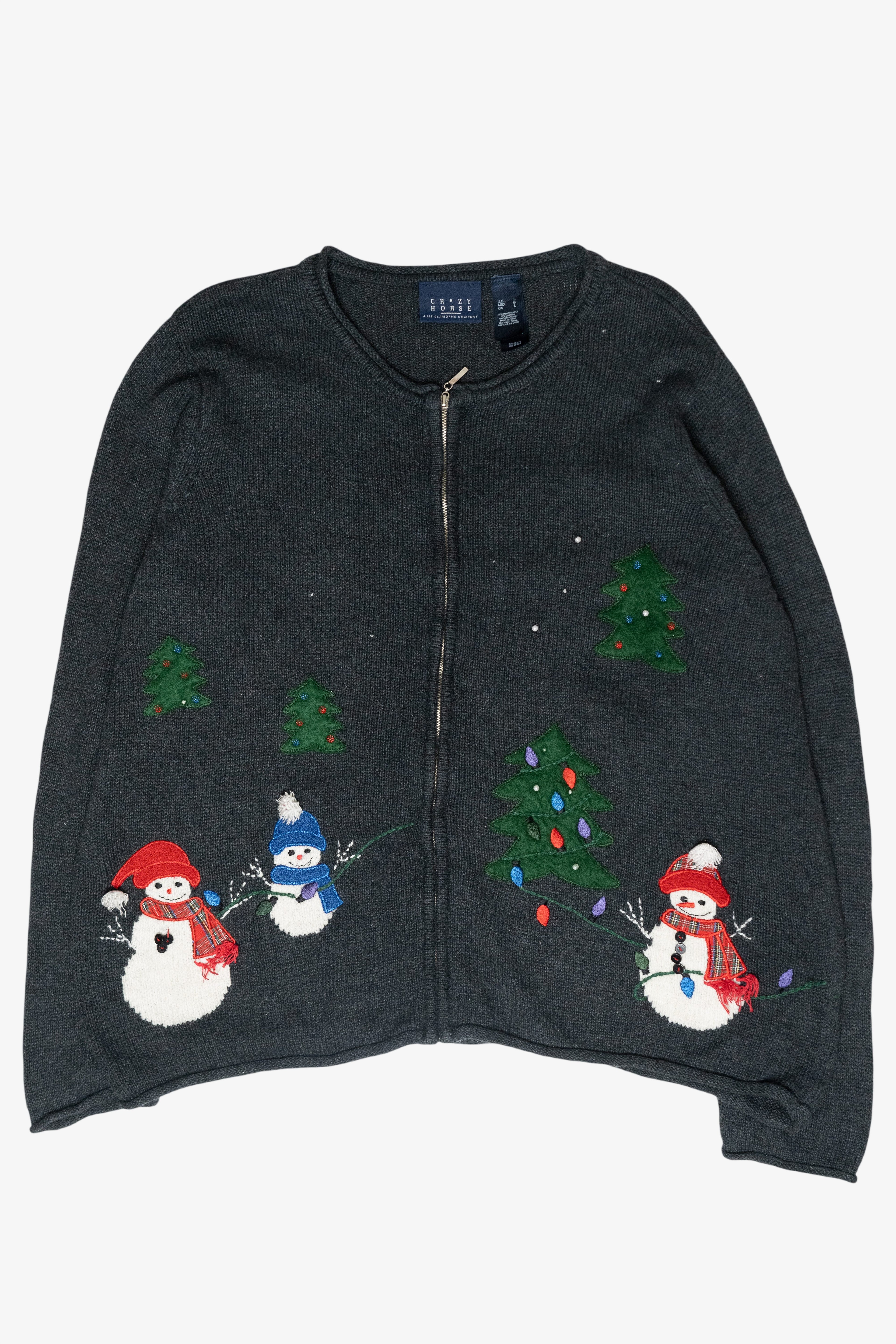 Snowmen Vintage Ugly Christmas Zip Cardigan (2000s)