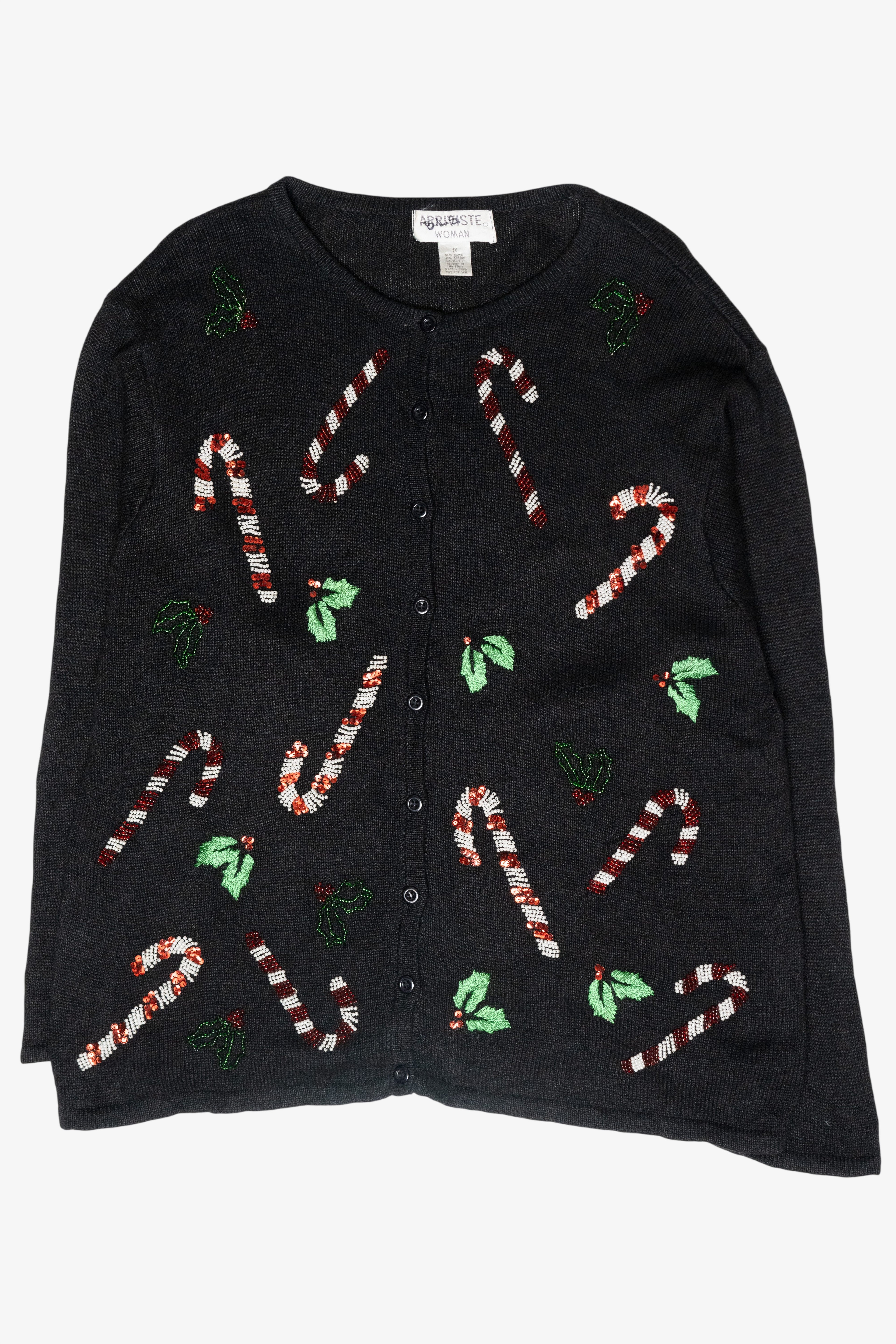 Beaded Candy Canes Vintage Ugly Christmas Sweater (2000s)