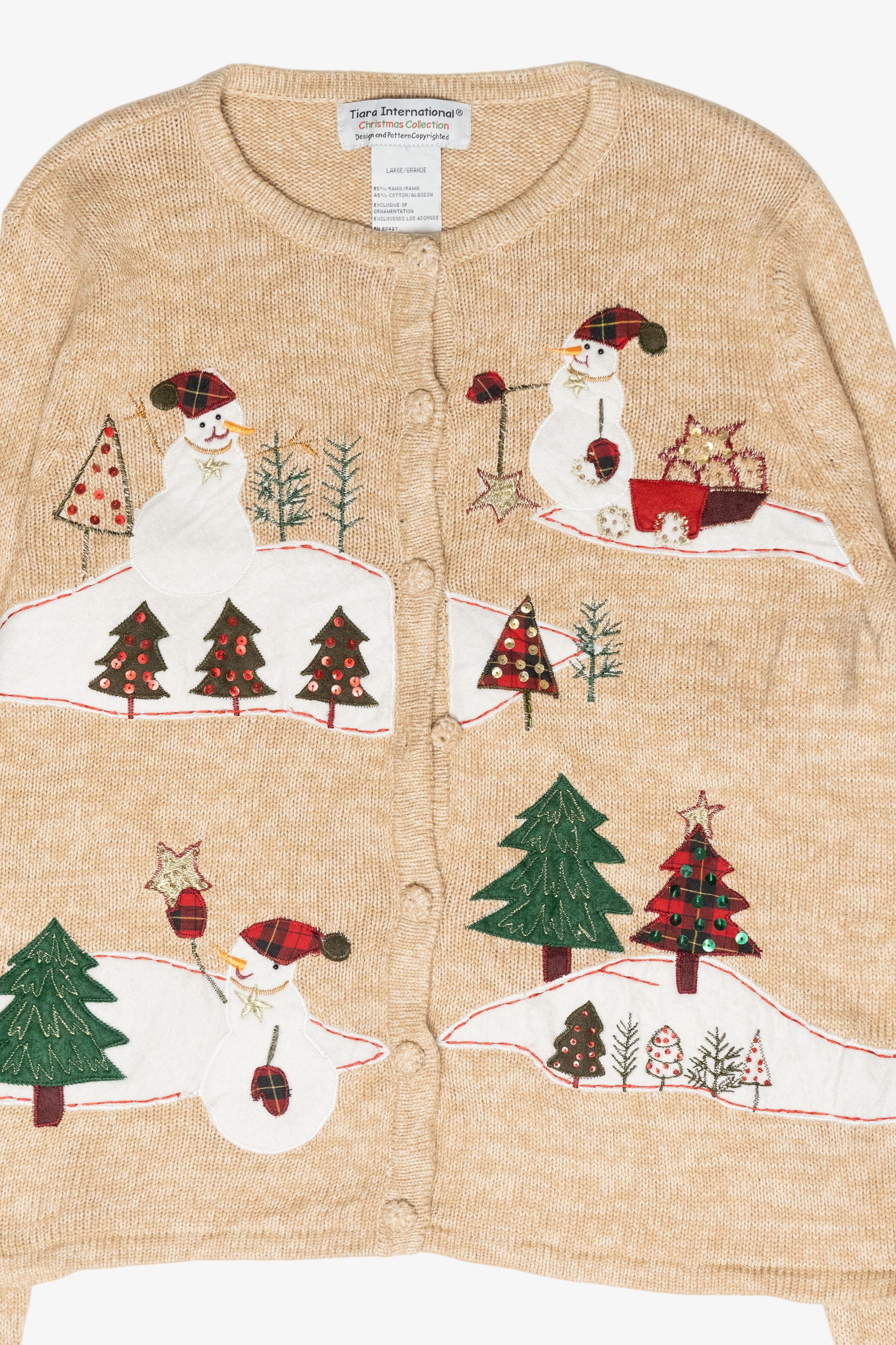 Winter Scene Snowmen Vintage Ugly Christmas Sweater (2000s)