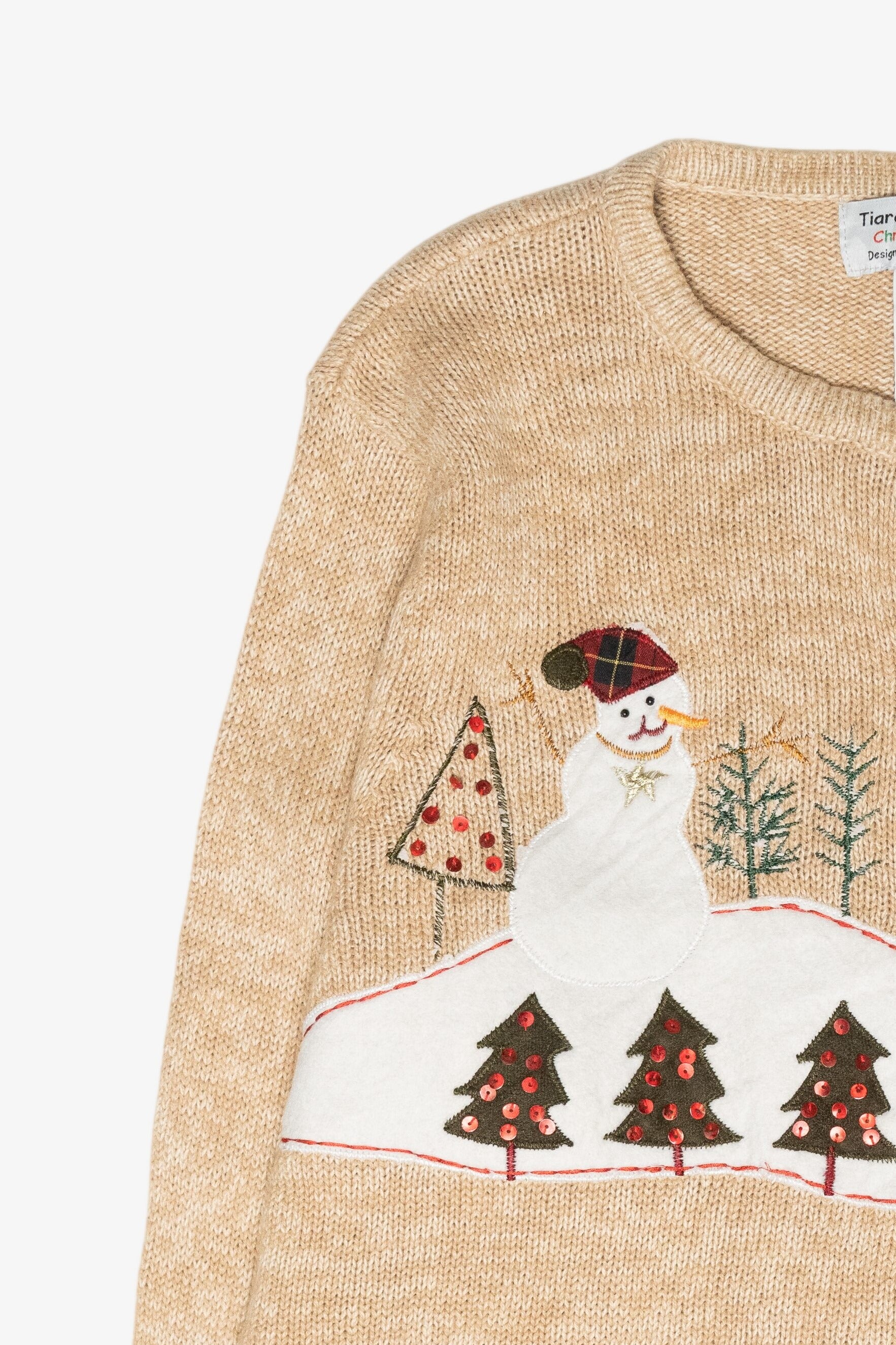 Winter Scene Snowmen Vintage Ugly Christmas Sweater (2000s)