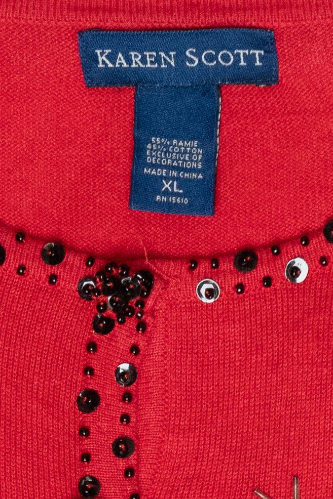Beaded Snowmen Vintage Ugly Christmas Sweater (2000s)