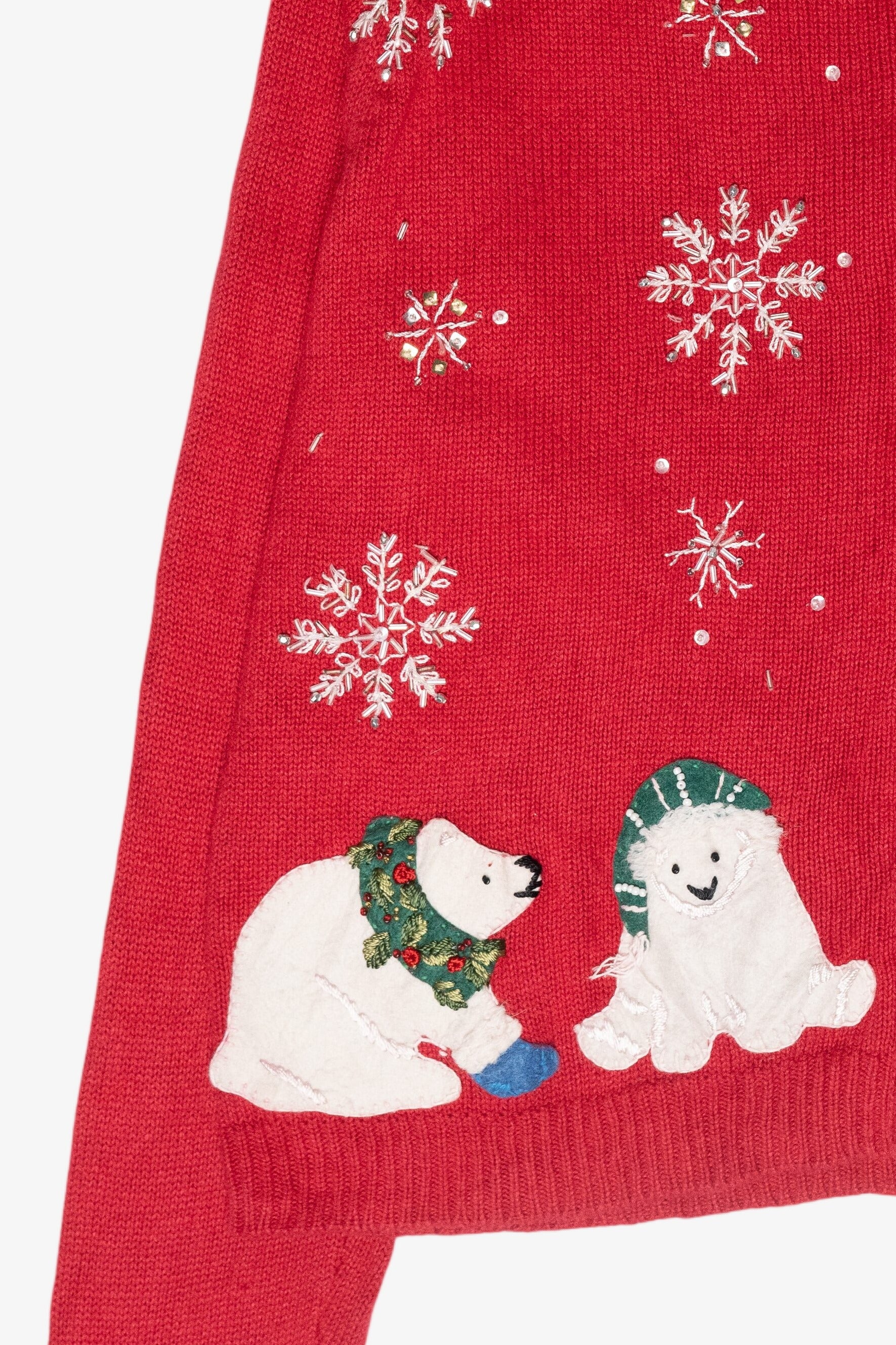 Polar Bears Shag Collar Vintage Ugly Christmas Sweater (2000s)