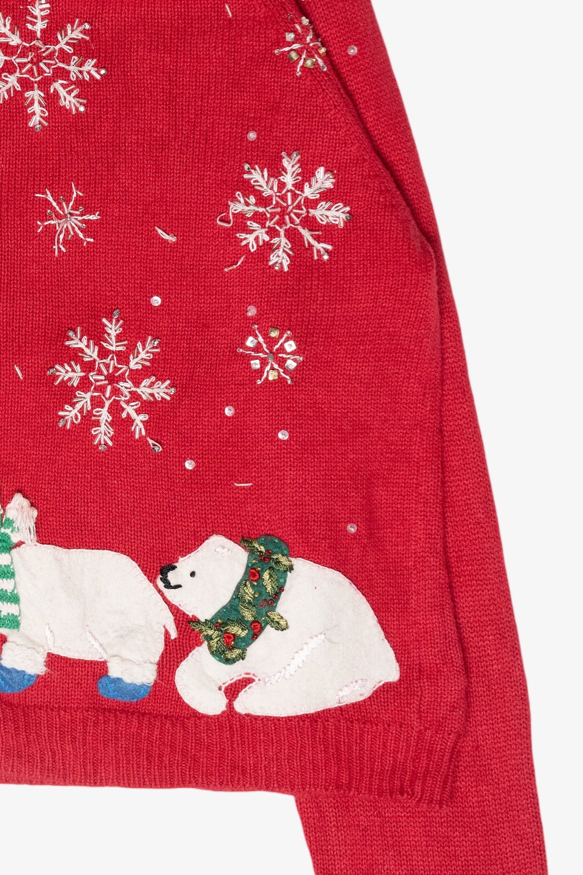 Polar Bears Shag Collar Vintage Ugly Christmas Sweater (2000s)