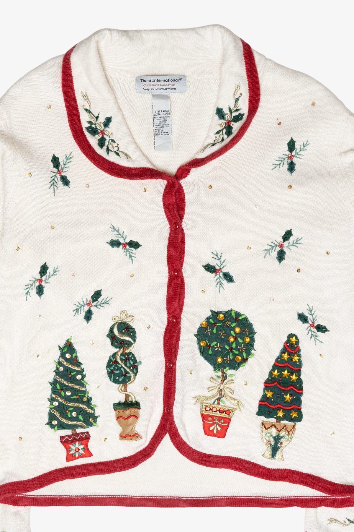Festive Trees Vintage Ugly Christmas Cardigan (2000s)