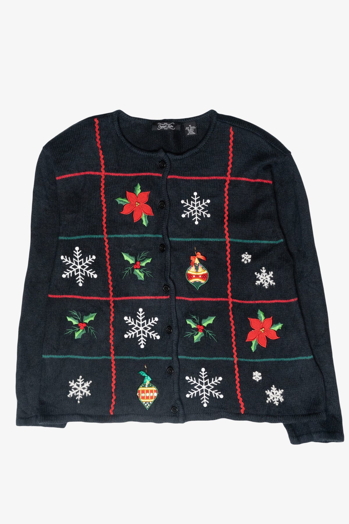 Snowflake Grid Vintage Ugly Christmas Cardigan (2000s)