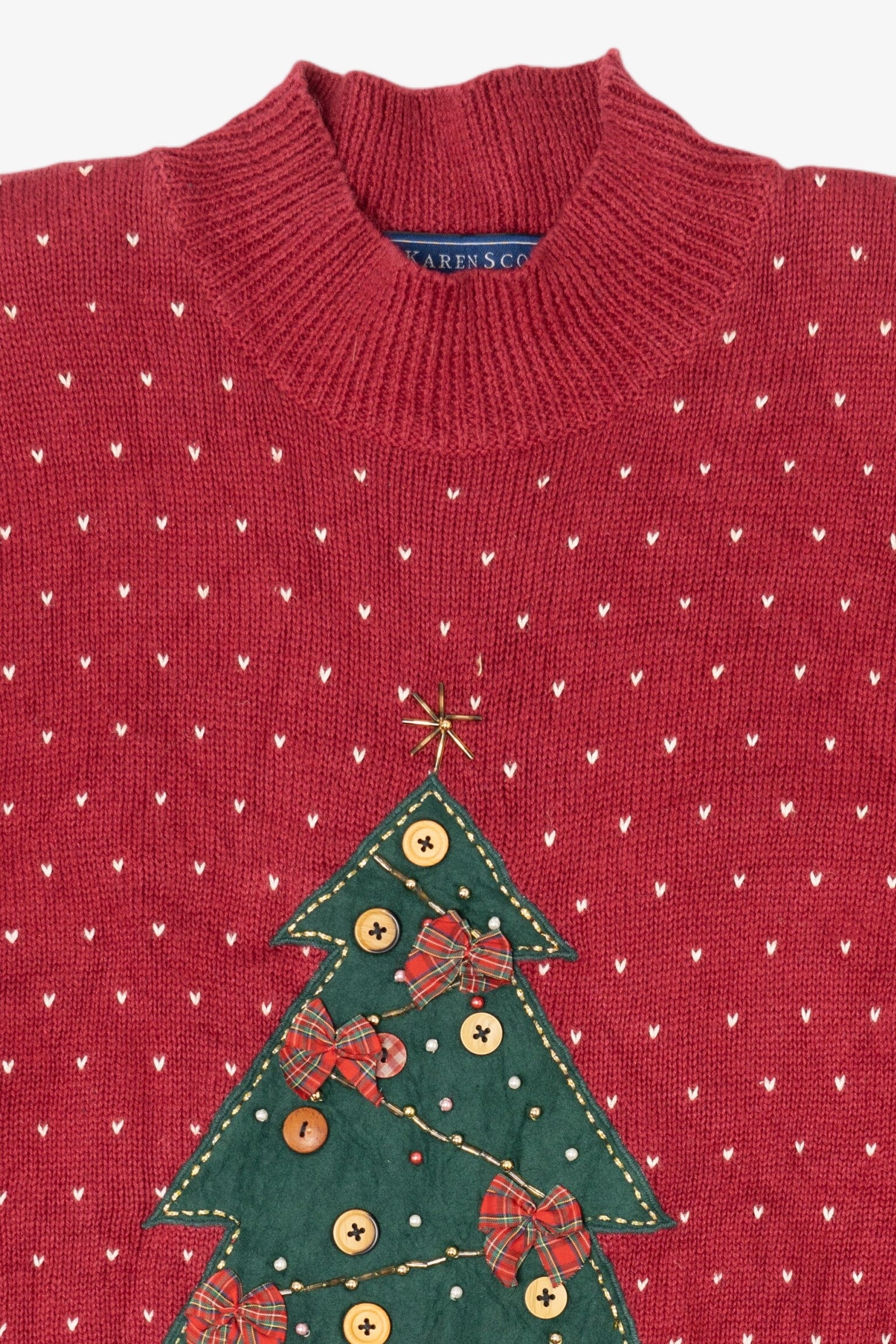 Vintage Red Karen Scott Button Tree Ugly Christmas Pullover (2000s)