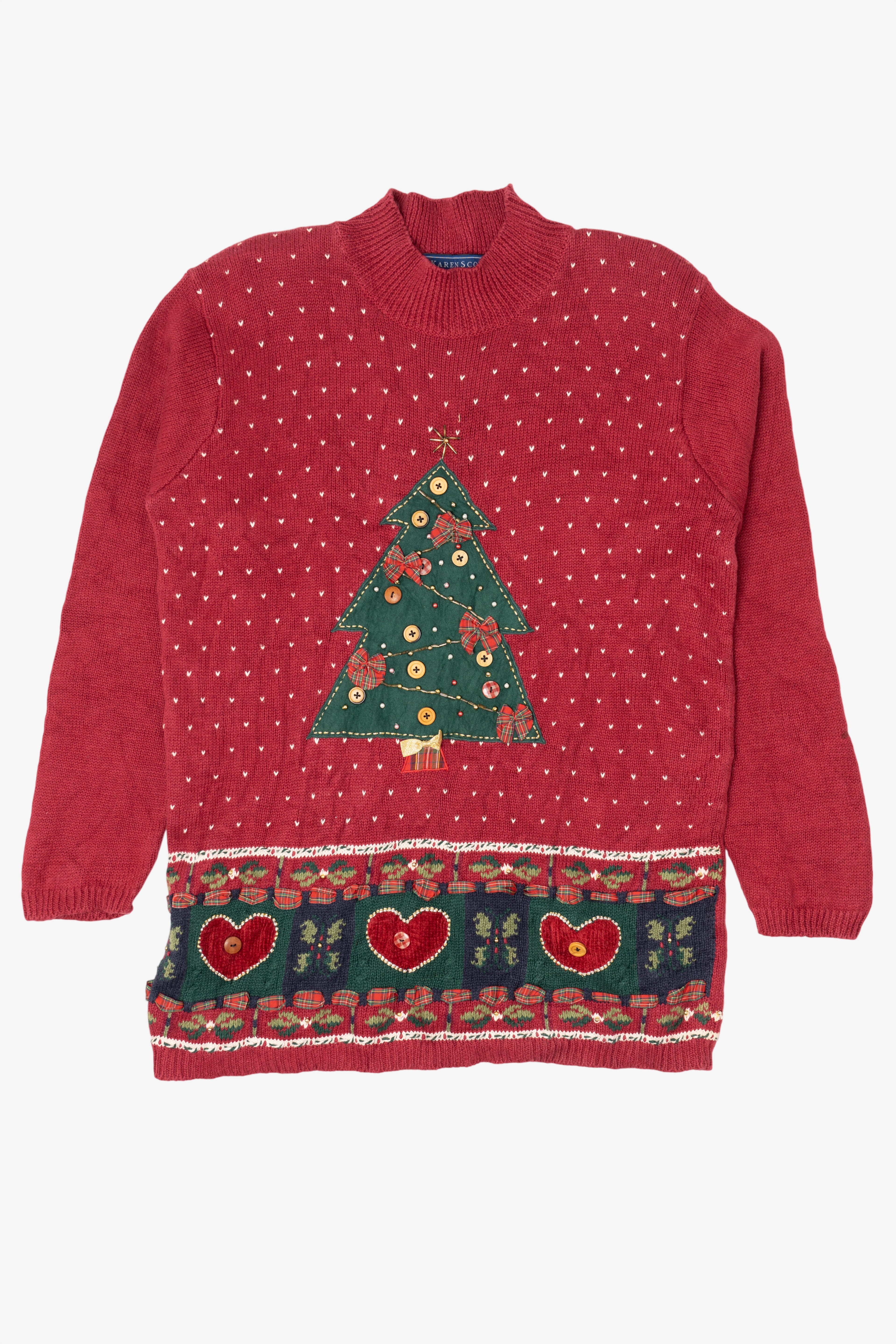 Vintage Red Karen Scott Button Tree Ugly Christmas Pullover (2000s)