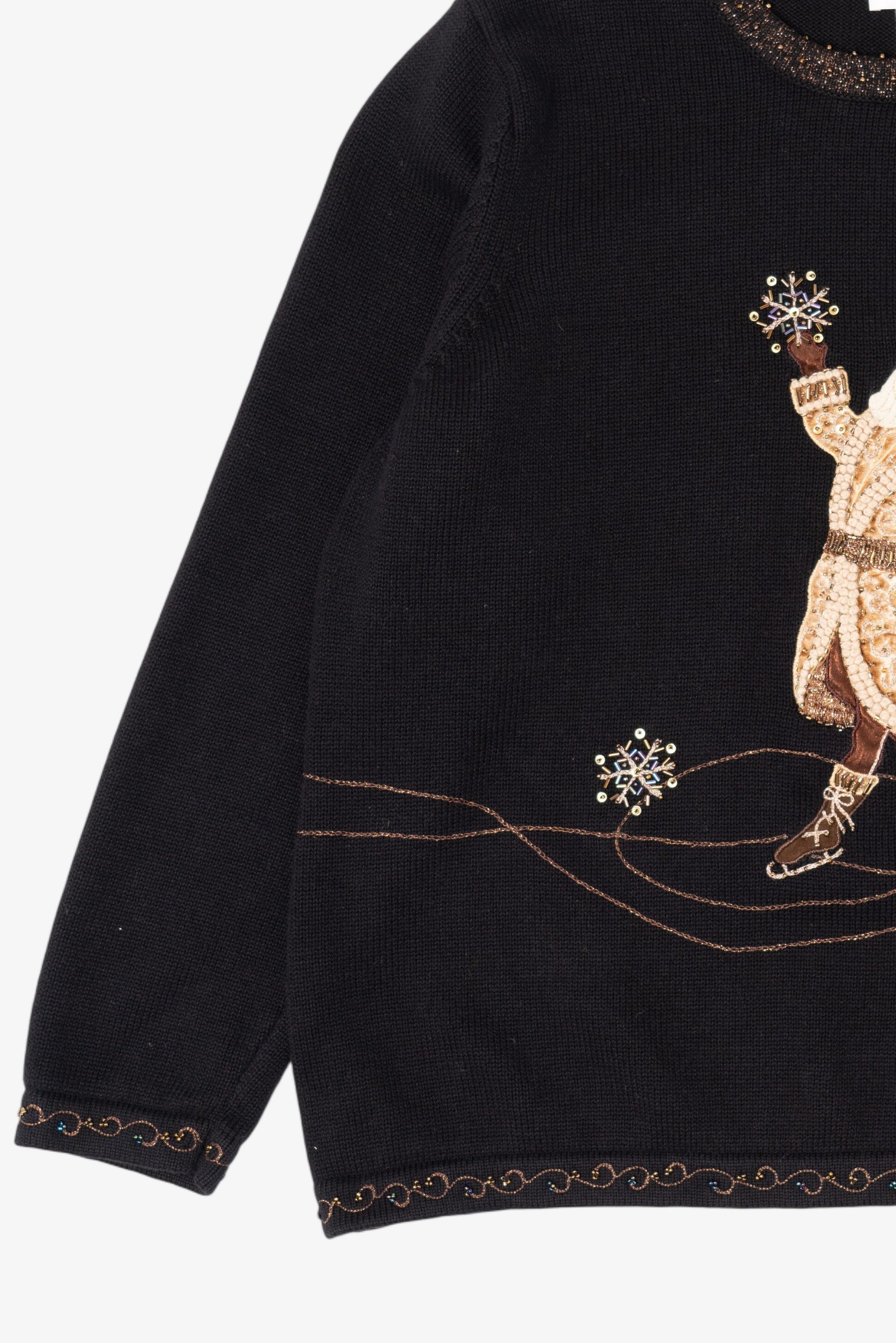 Vintage Black Talbots Santa Ugly Christmas Pullover (1990s)