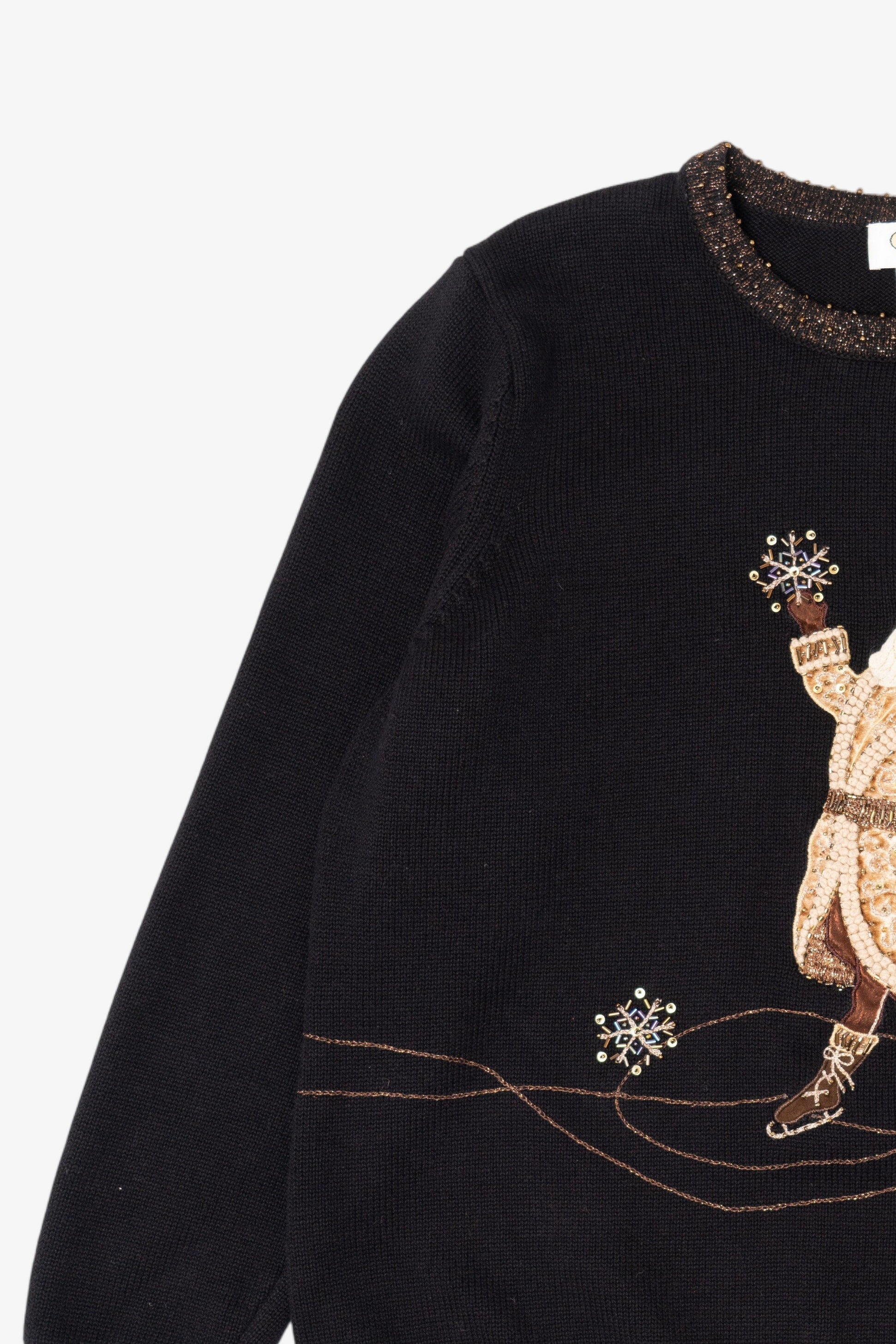 Vintage Black Talbots Santa Ugly Christmas Pullover (1990s)