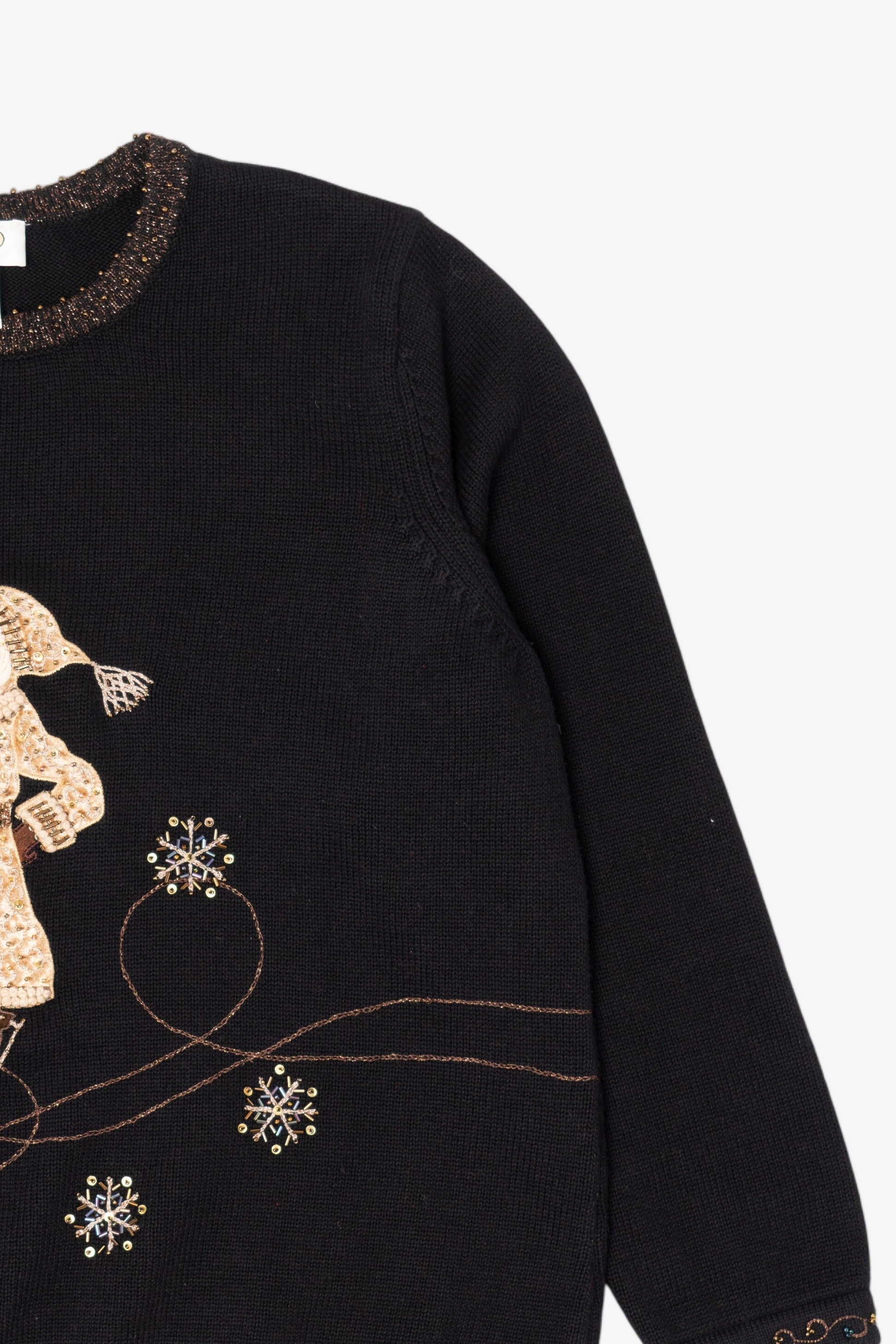 Vintage Black Talbots Santa Ugly Christmas Pullover (1990s)