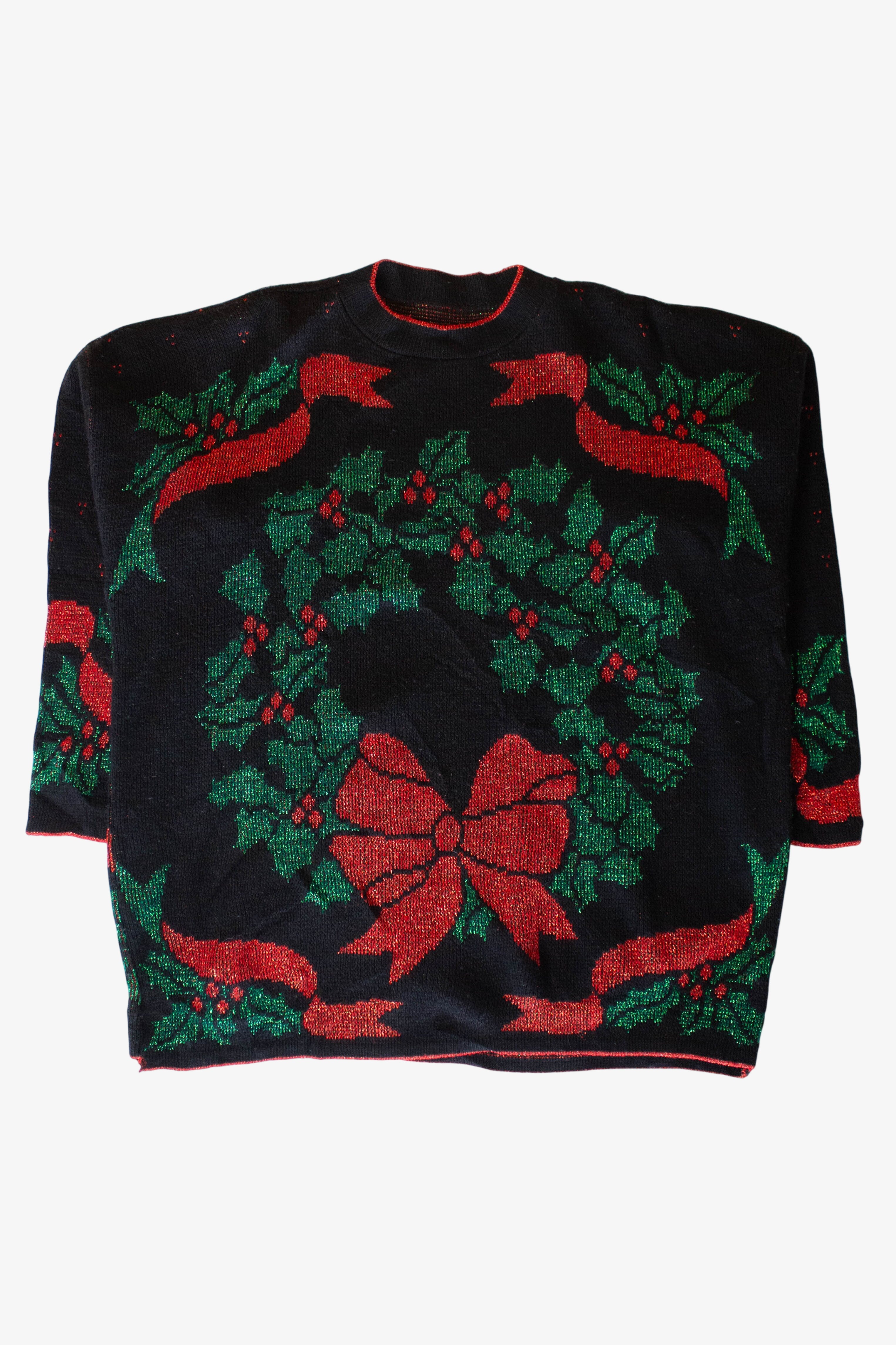 Vintage Metallic Wreath Ugly Christmas Sweater (1990s)