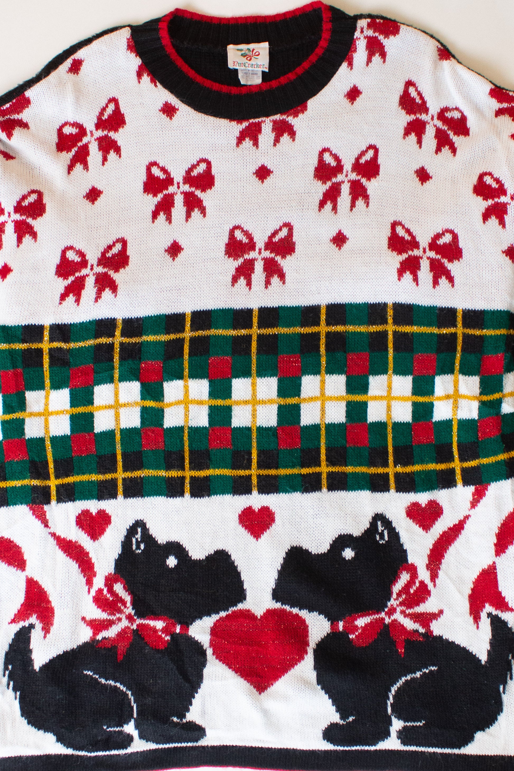 Vintage Terriers & Bows Ugly Christmas Sweater (1990s)
